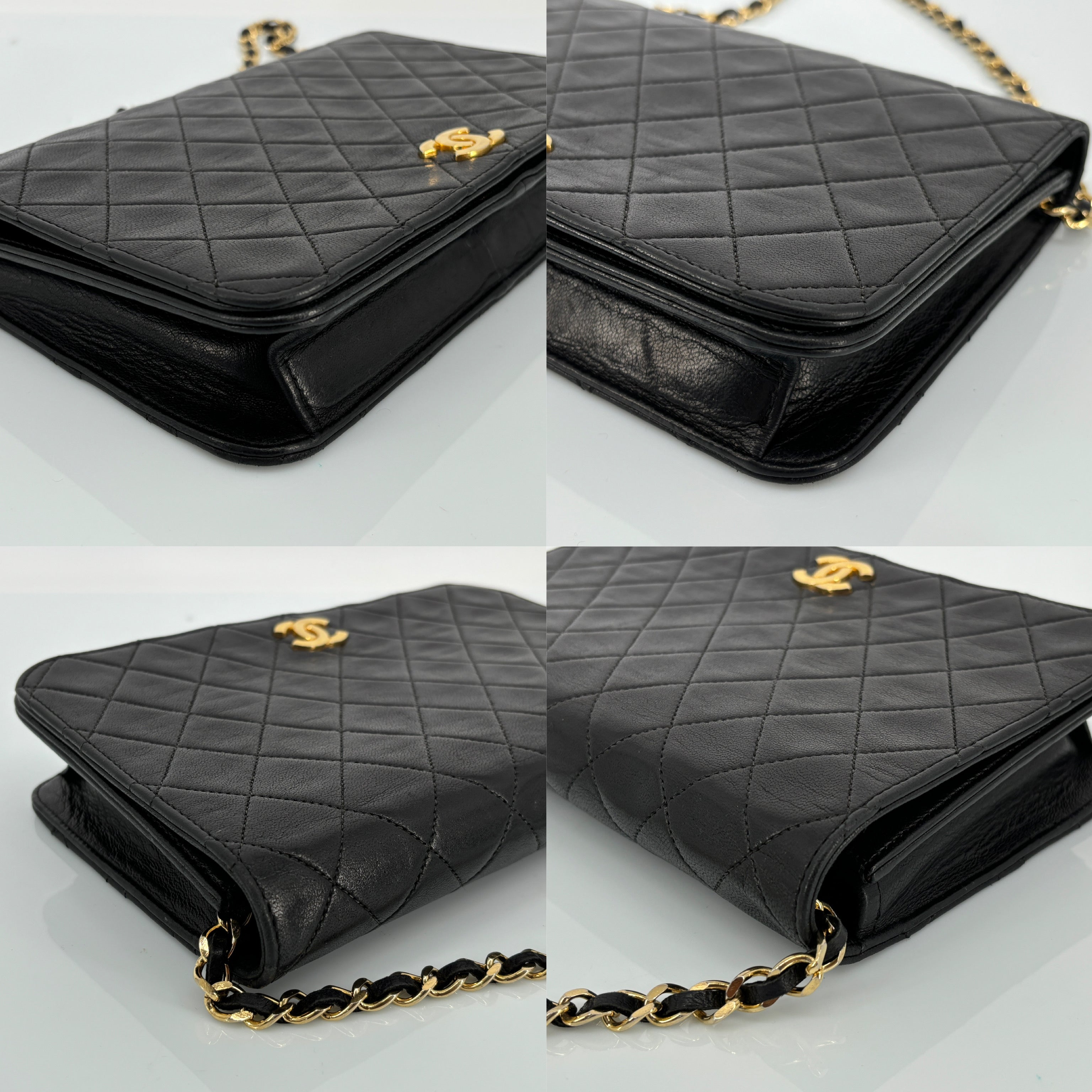 Chanel Full Flap Bag Push-Lock Black Matelassé Leather incl. Box