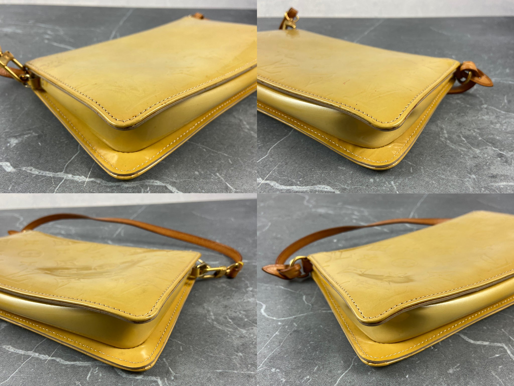 Louis Vuitton Pochette Lexington Yellow Vernis Monogram Leather