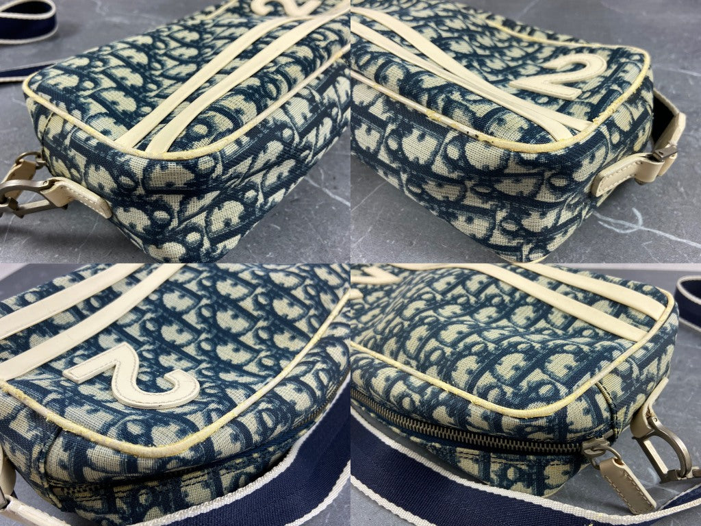 Christian Dior No. 2 Trotter Monogram Shoulder Bag Blue Trotter Monogram