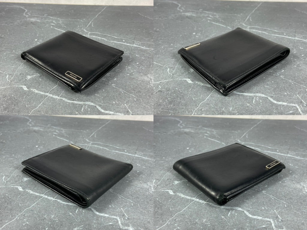 Prada Leather Bifold Wallet Black