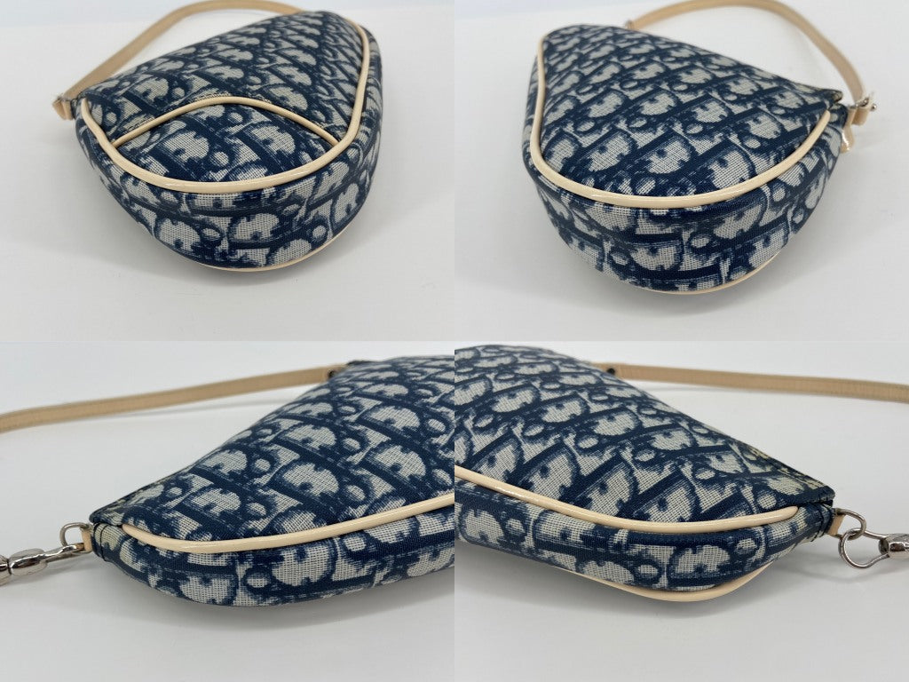 Christian Dior Saddle Pochette / Mini / Hobo Bag Navy Trotter Monogram
