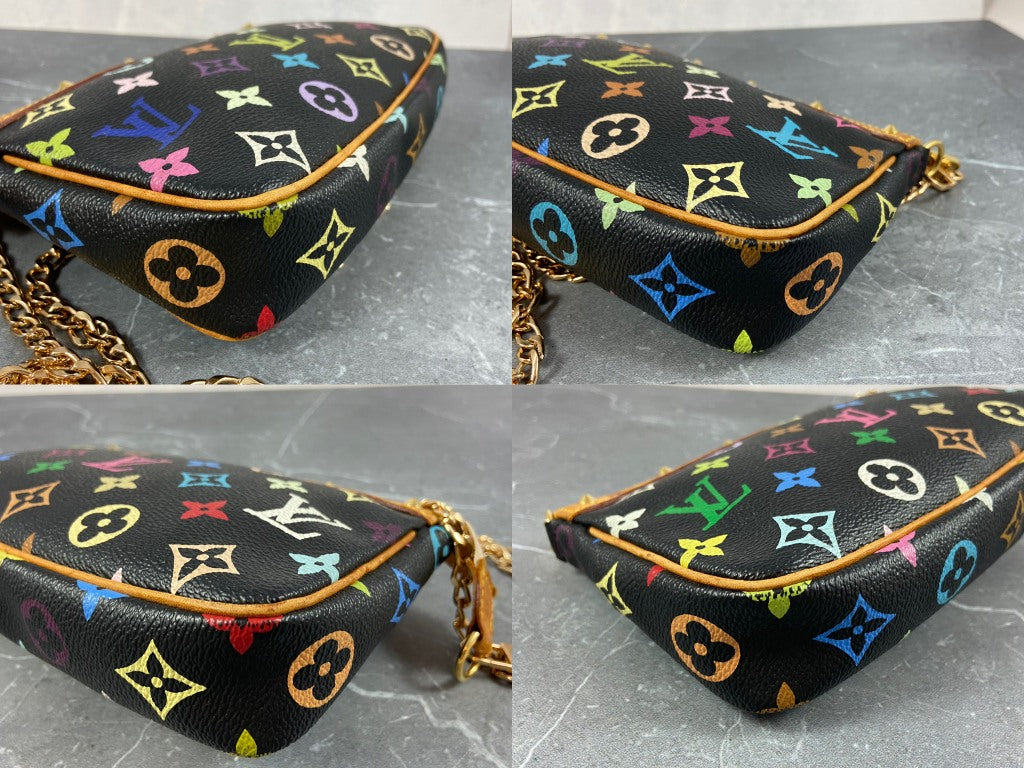 Louis Vuitton Takashi Murakami Multicolor Pochette Accessoires Black