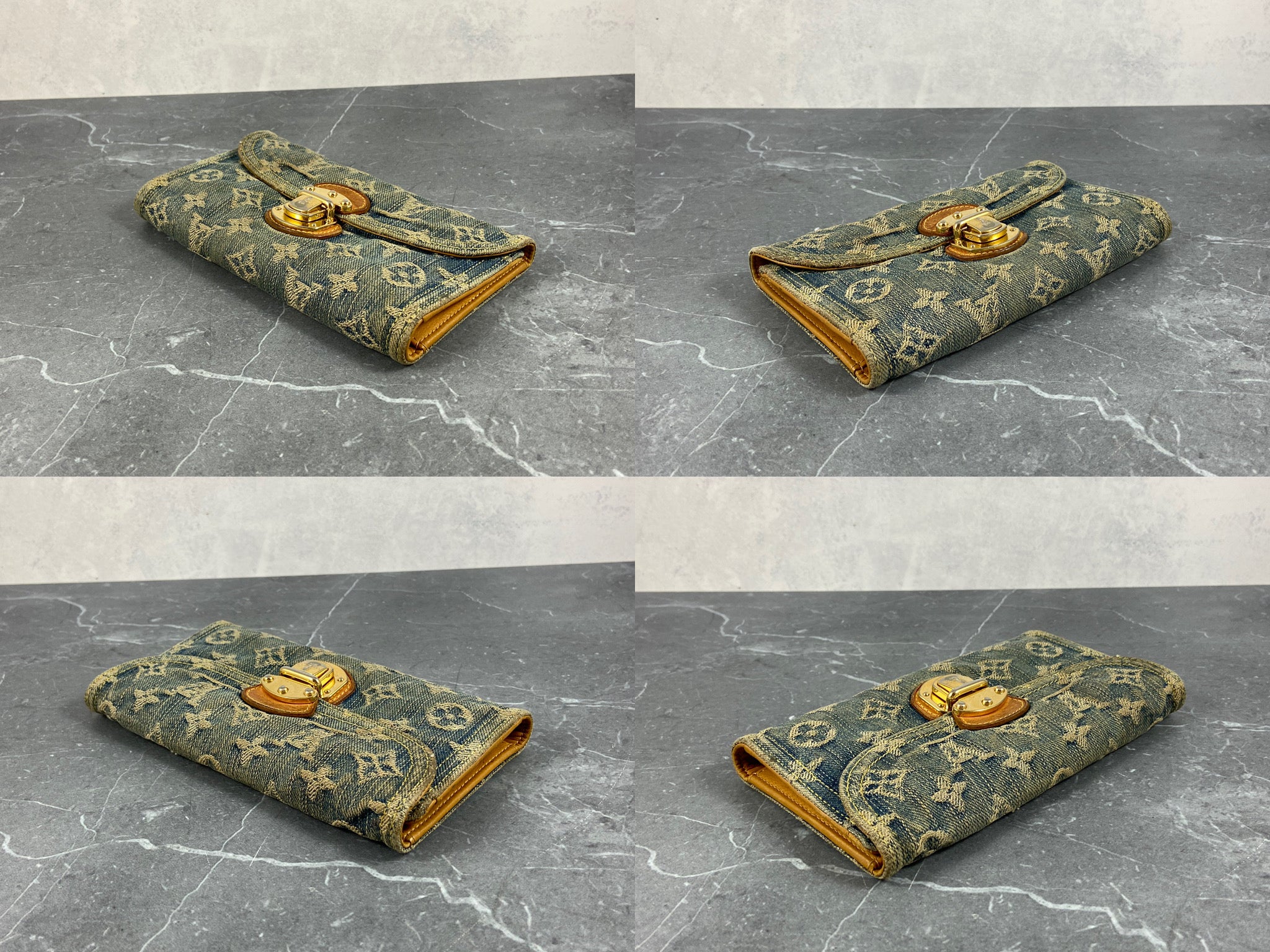 Louis Vuitton Amelia Wallet Blue Denim Monogram