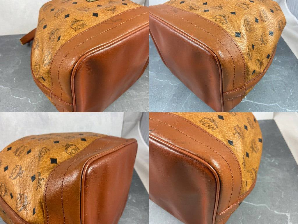 MCM Matchsack Shoulder Bag Beige Visetos Cognac Monogram