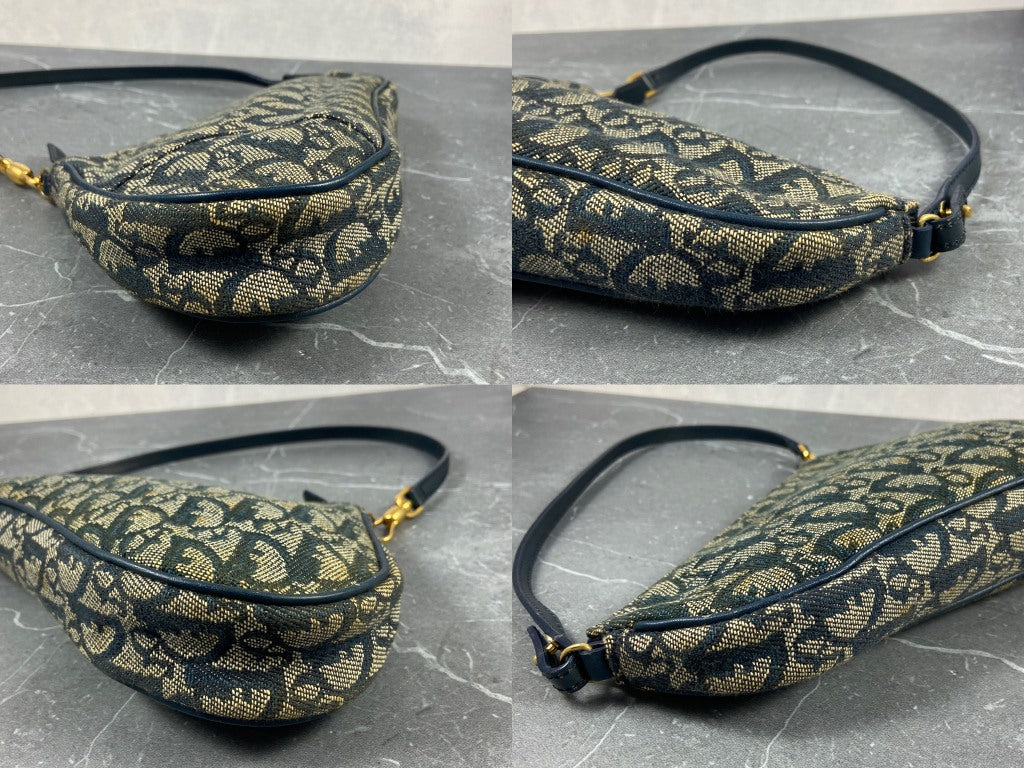 Christian Dior Saddle Pochette / Mini / Hobo Bag Navy Trotter Monogram