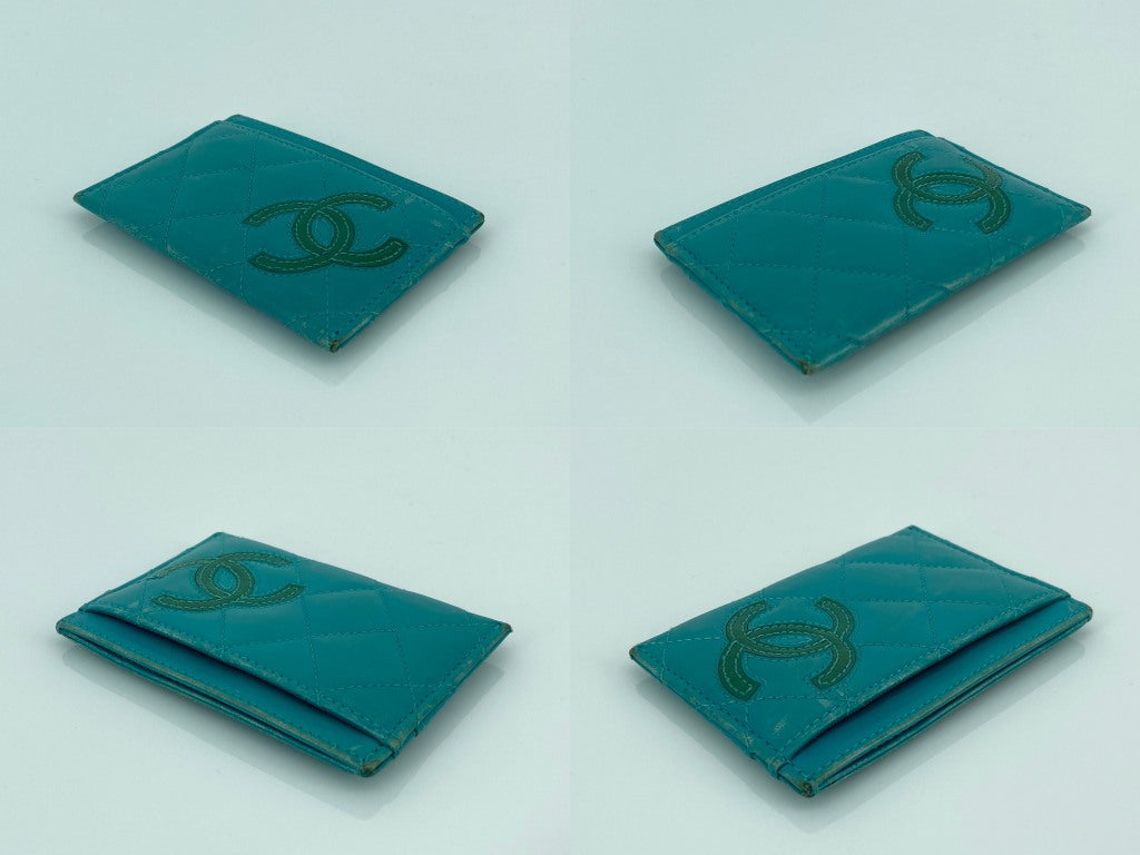 Chanel Cardholder Blue Leather