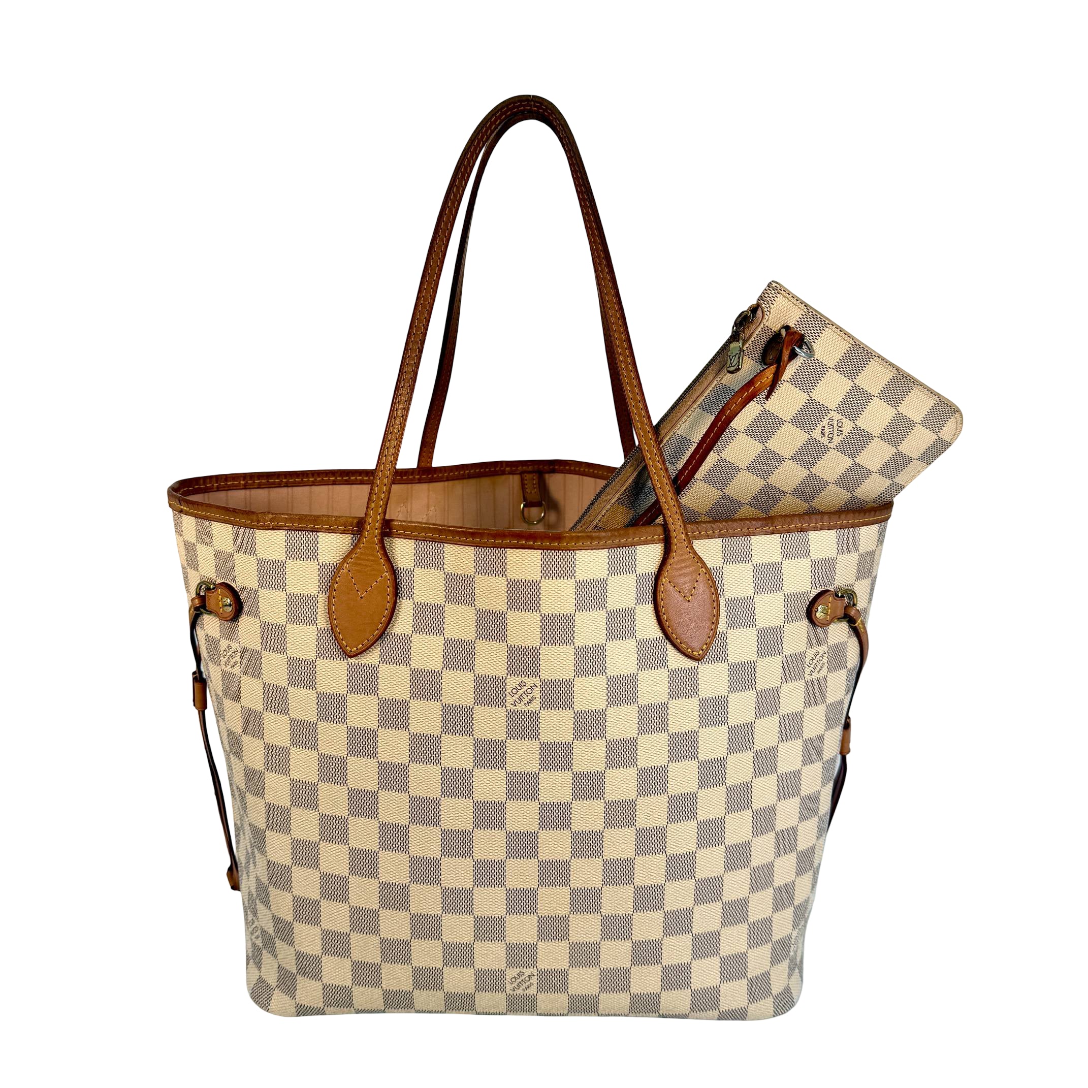 Louis Vuitton Neverfull MM Weiß Damier Azur Canvas
