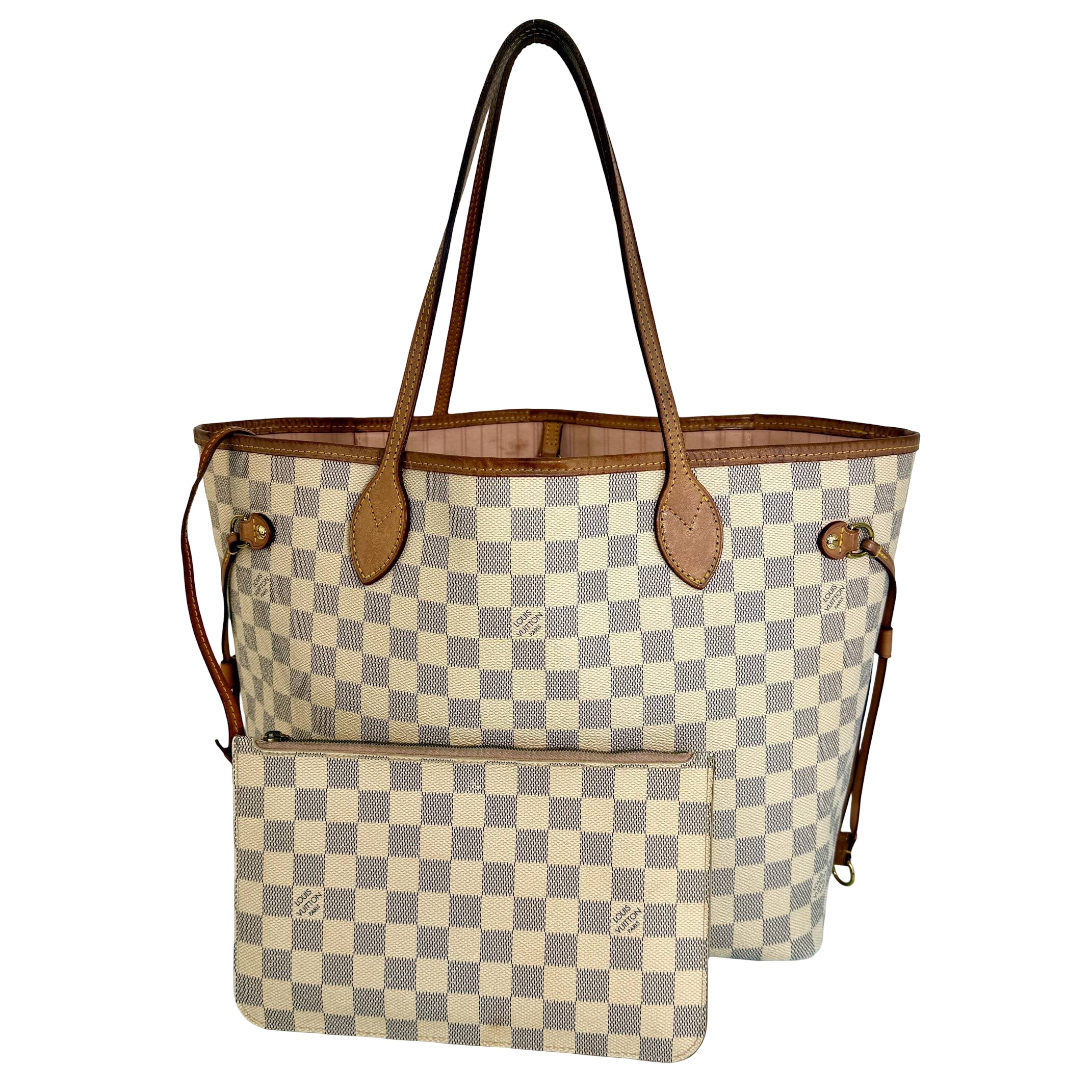 Louis Vuitton Neverfull MM Weiß Damier Azur Canvas