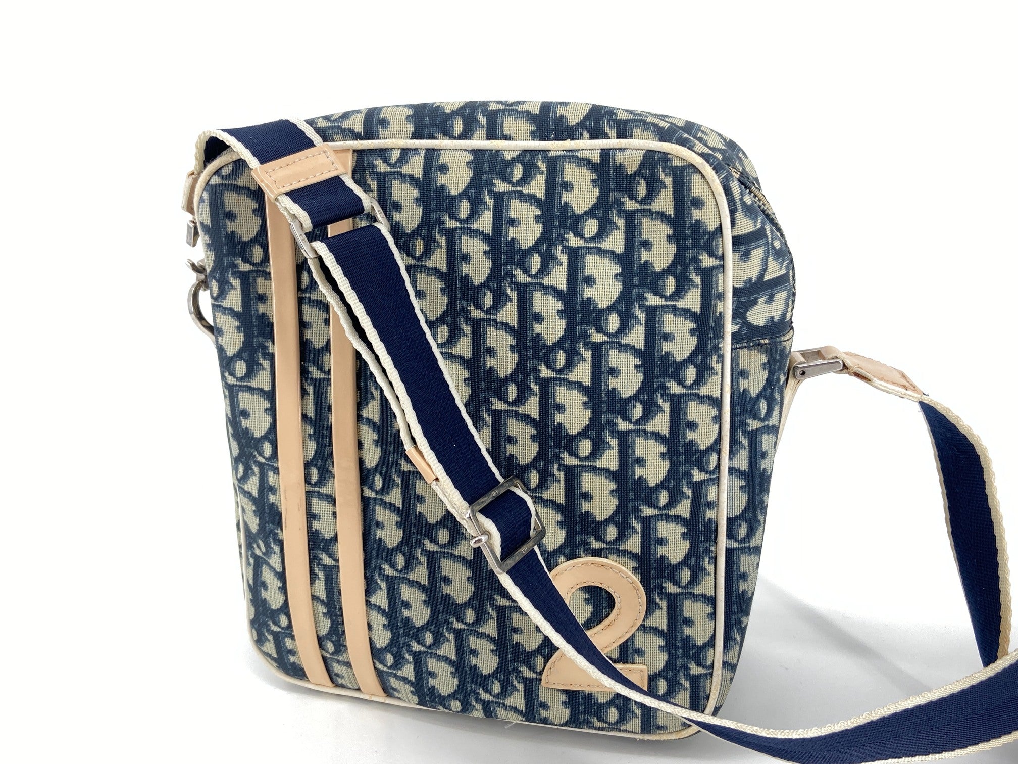 Christian Dior No. 2 Trotter Monogram Shoulder Bag Blue incl. Dustbag