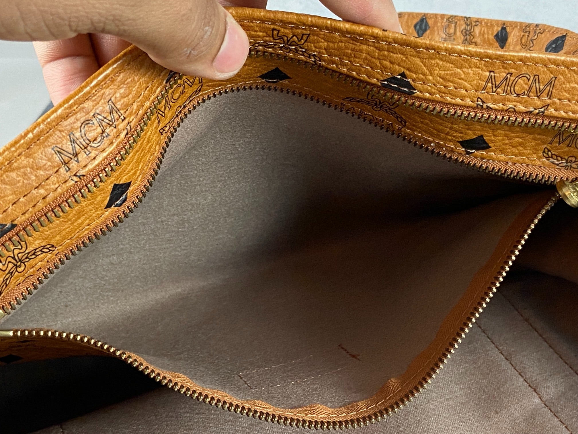 MCM Hand / Tote Bag Beige Visetos Cognac Monogram