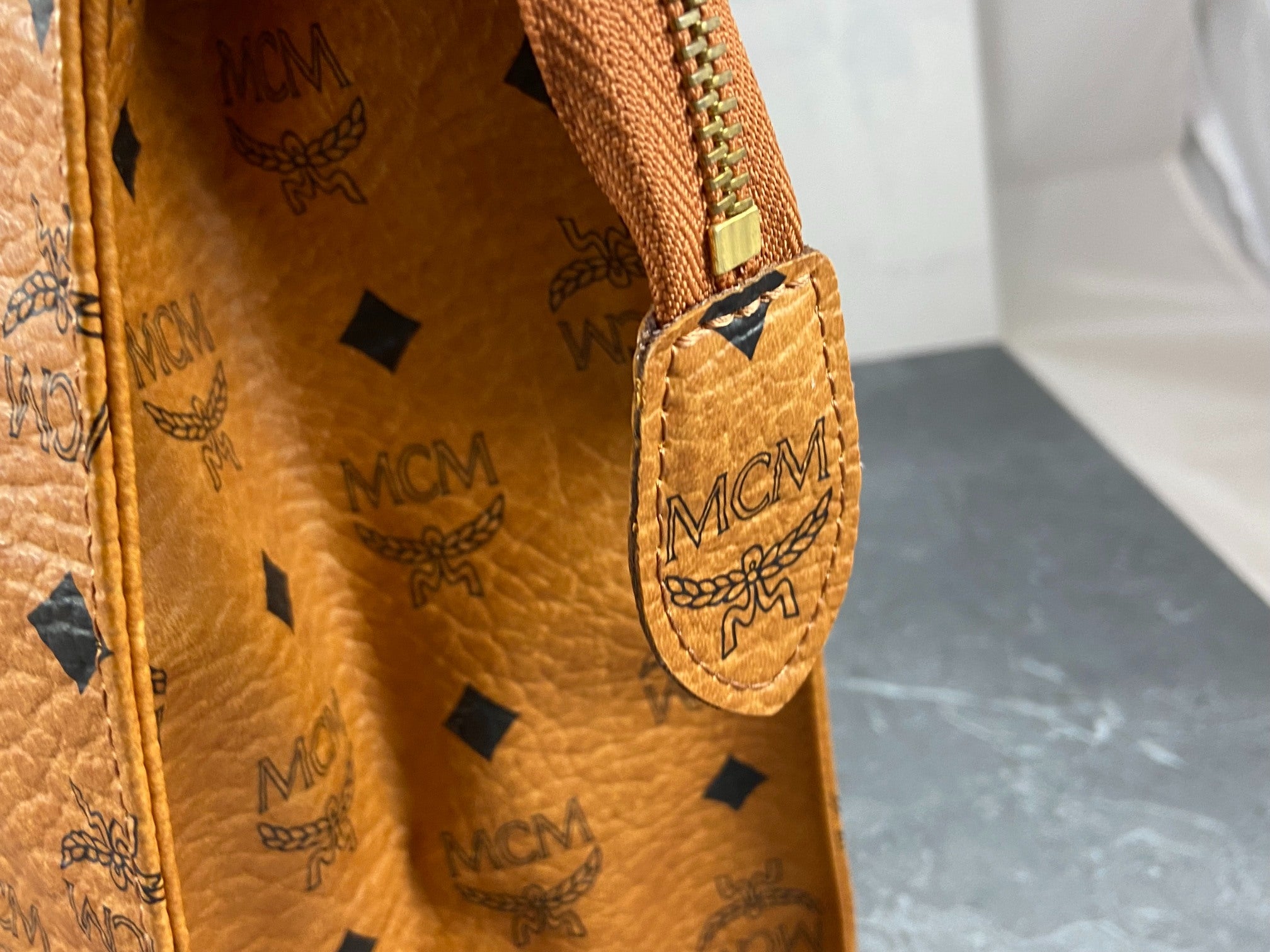 MCM Hand / Tote Bag Beige Visetos Cognac Monogram