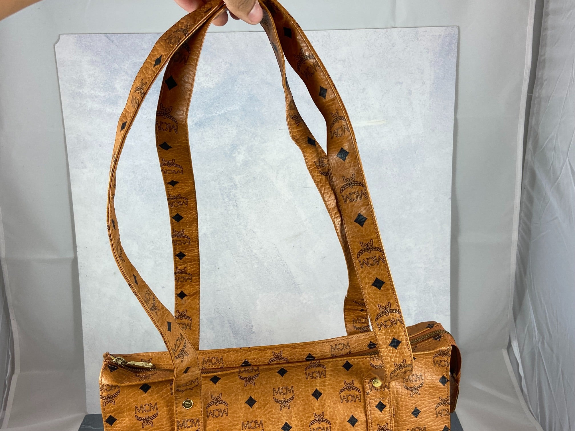 MCM Hand / Tote Bag Beige Visetos Cognac Monogram