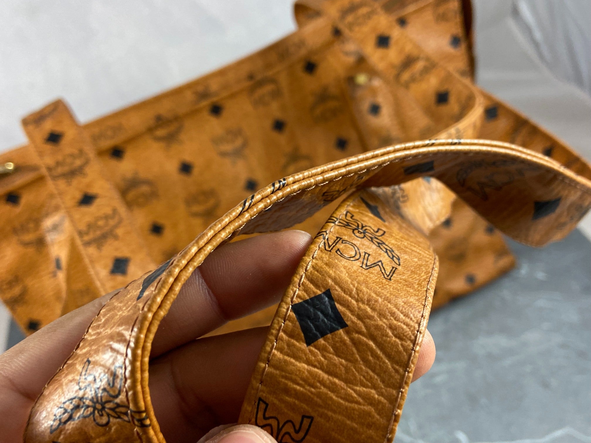 MCM Hand / Tote Bag Beige Visetos Cognac Monogram