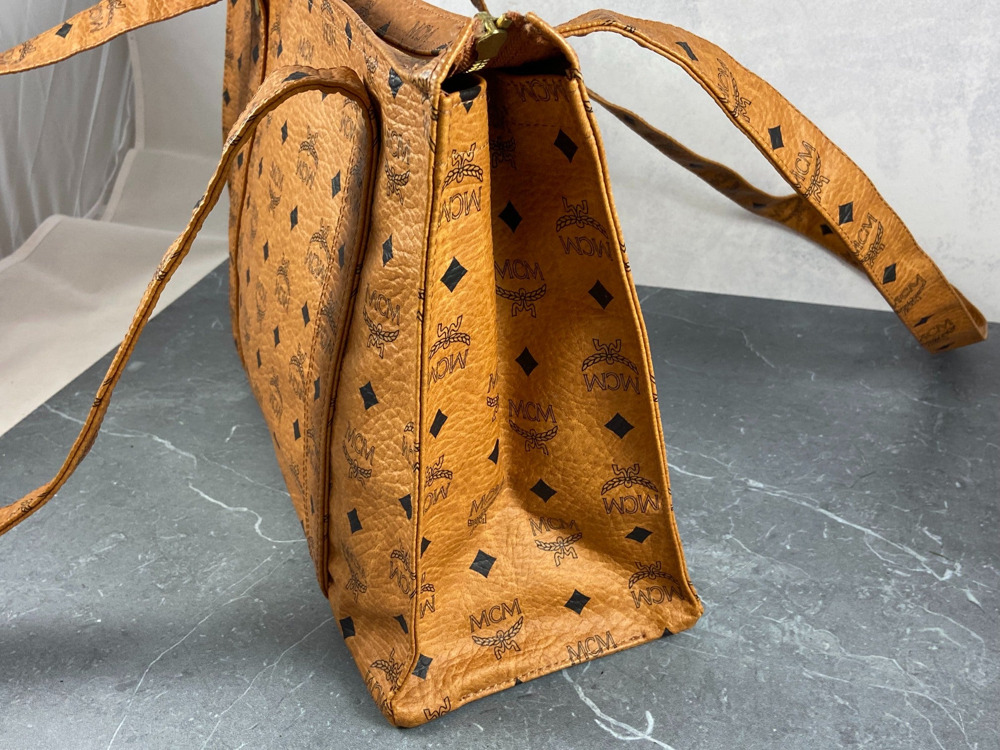 MCM Hand / Tote Bag Beige Visetos Cognac Monogram