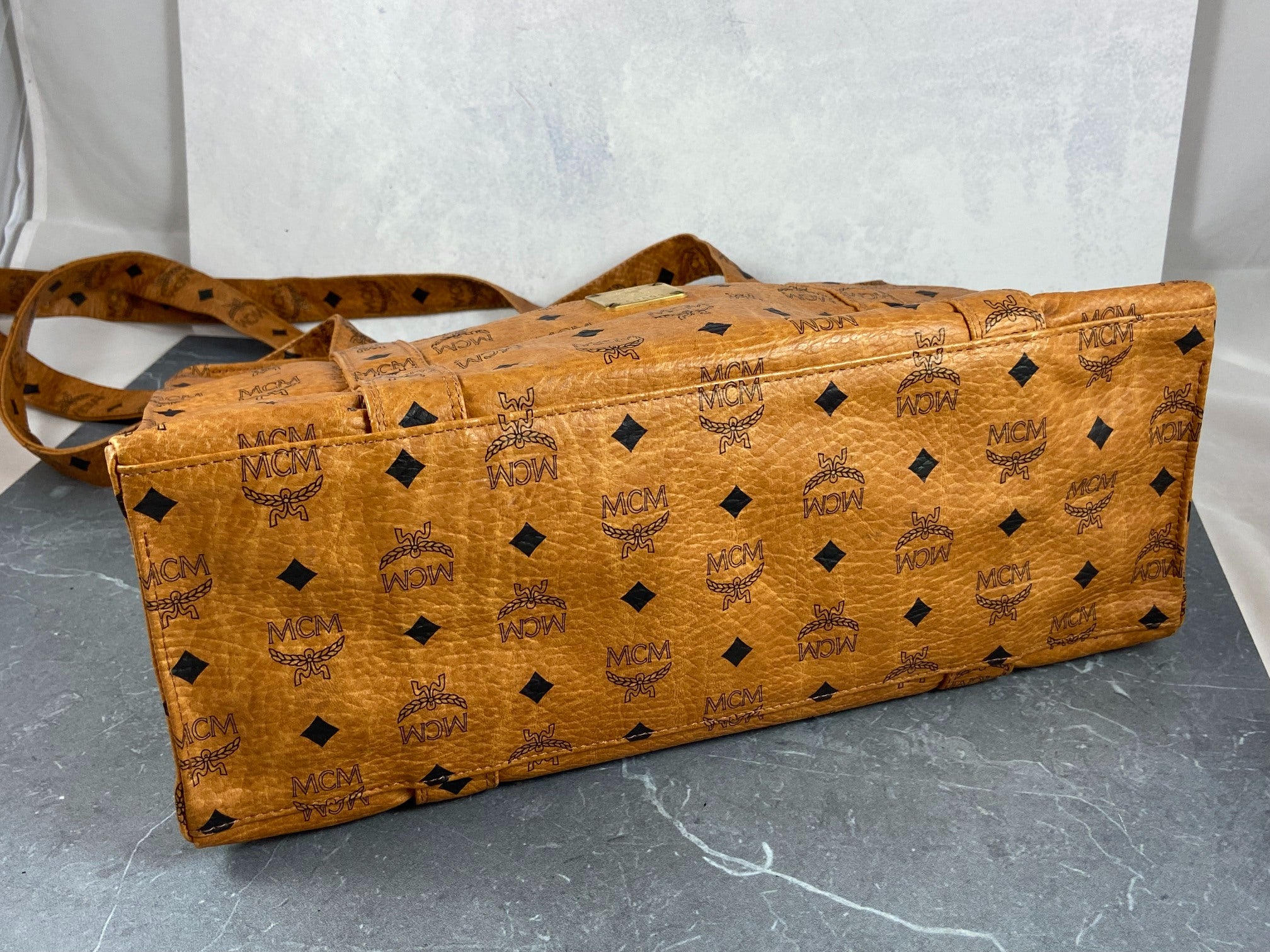 MCM Hand / Tote Bag Beige Visetos Cognac Monogram