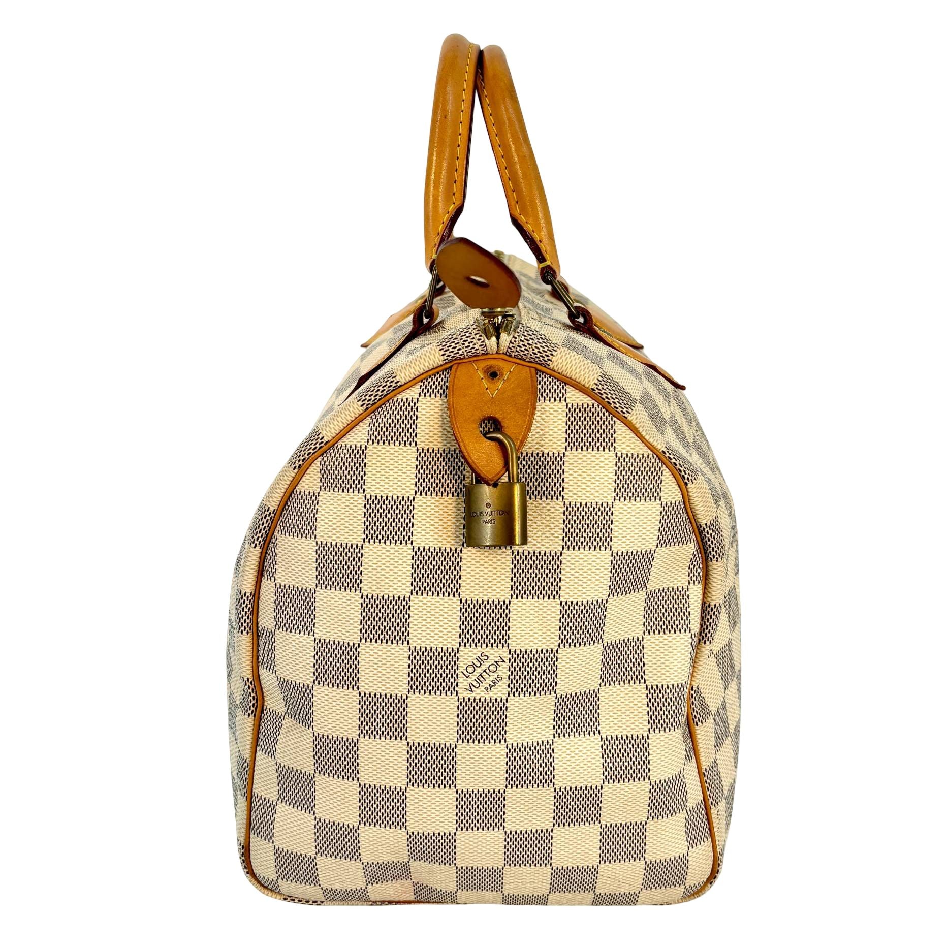 Louis Vuitton Speedy 30 Weiß Damier Azur Canvas