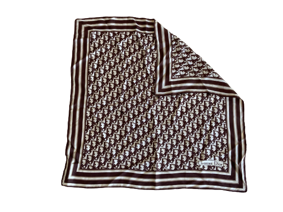 Christian Dior Silk Scarf Brown Trotter Monogram
