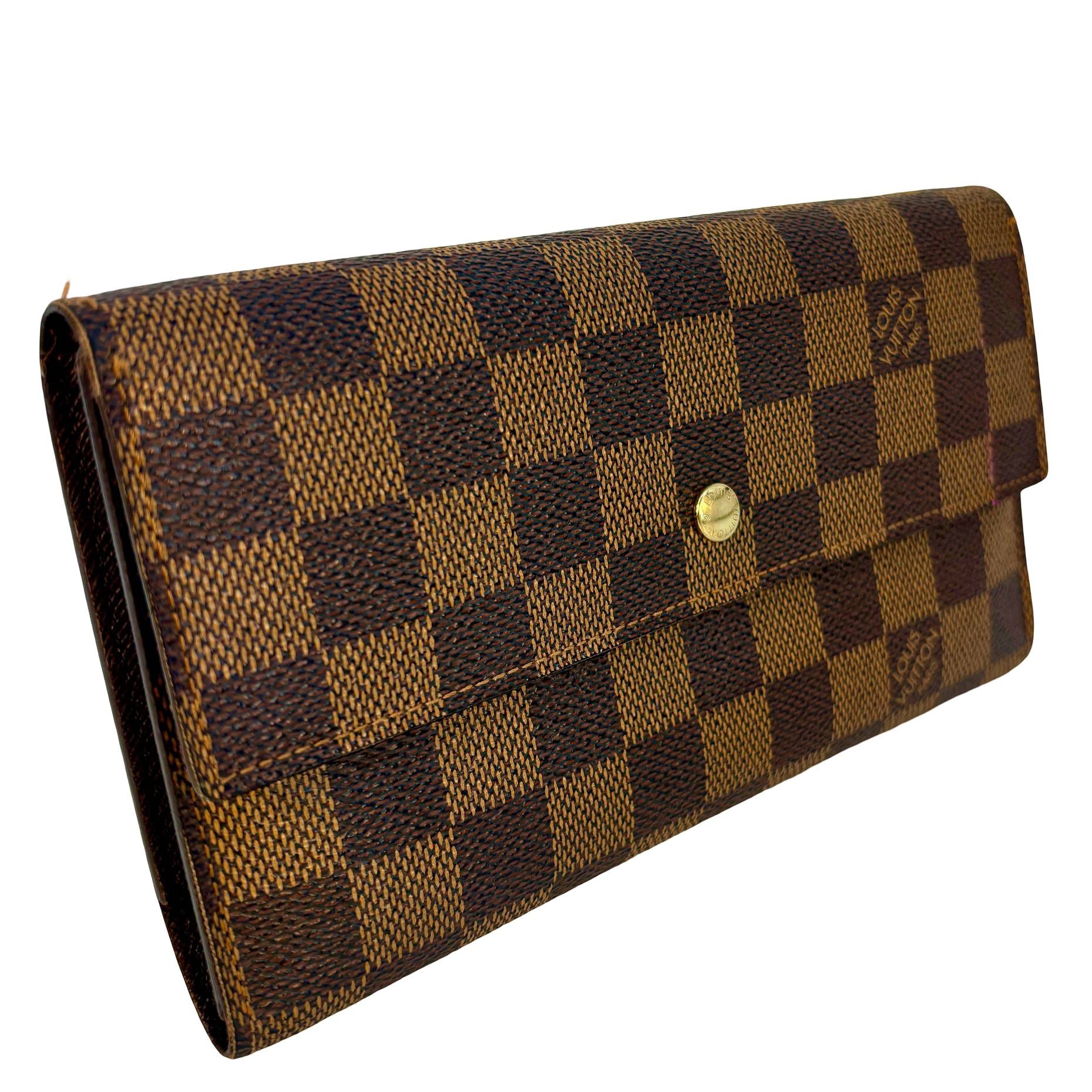 Louis Vuitton Porte Tresor Wallet Braun Damier Ebene Canvas
