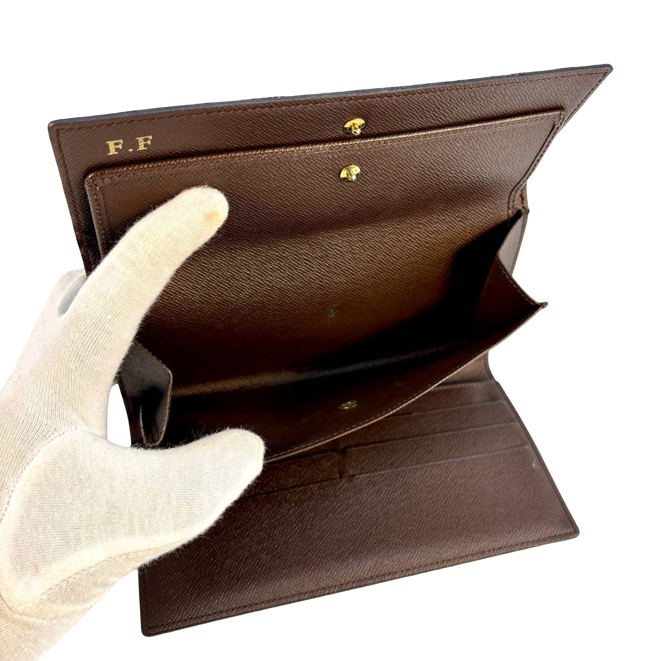Louis Vuitton Porte Tresor Wallet Braun Damier Ebene Canvas