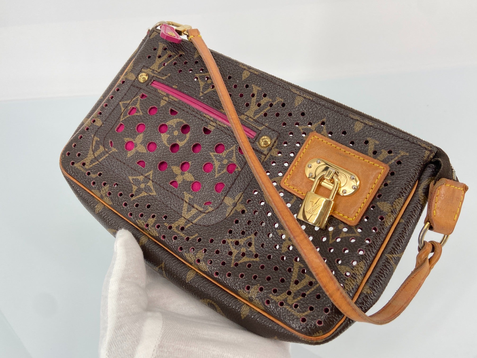 Louis Vuitton Perforated Pochette Accessoires Monogram Canvas Fuchsia