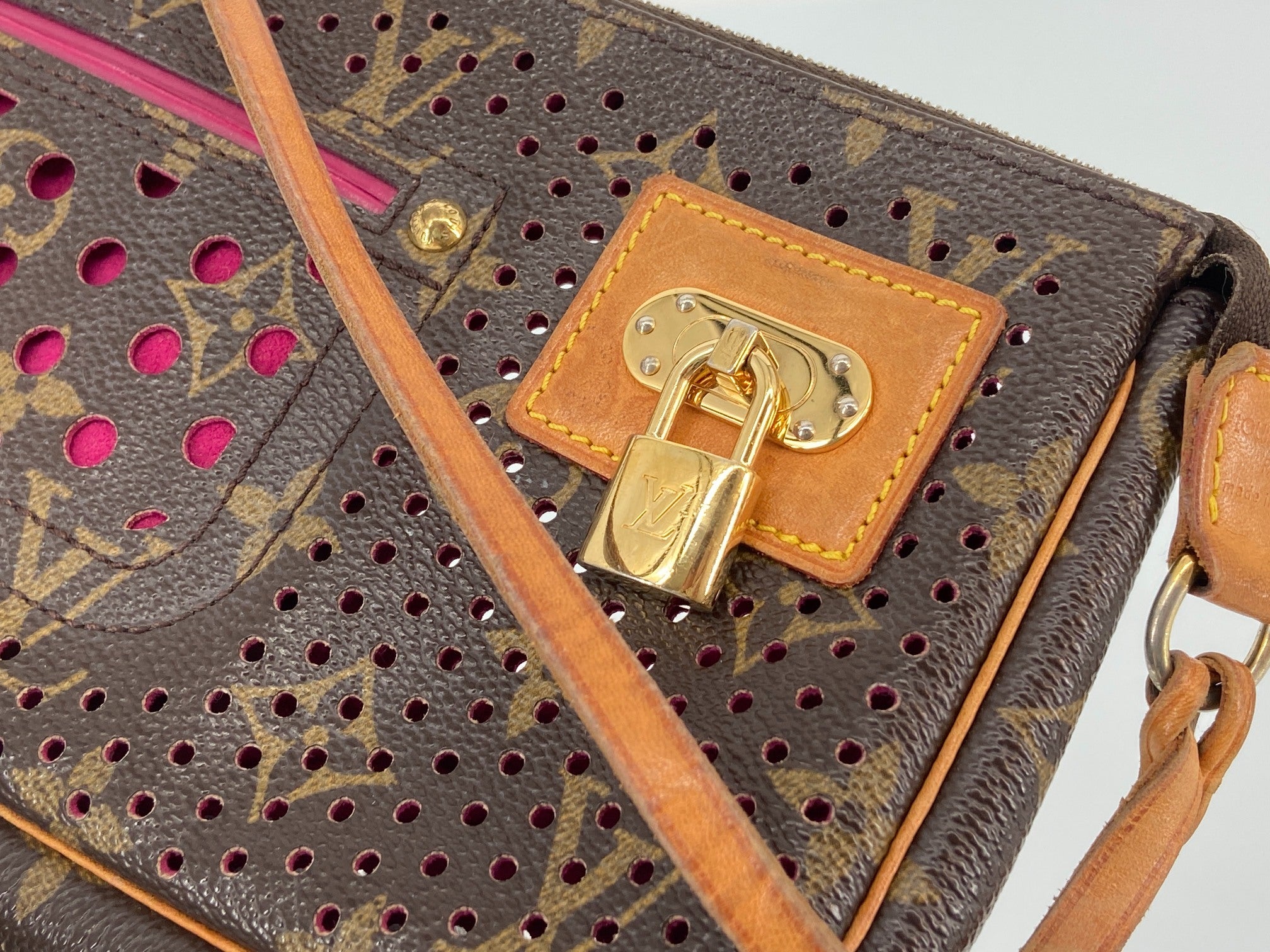 Louis Vuitton Perforated Pochette Accessoires Monogram Canvas Fuchsia