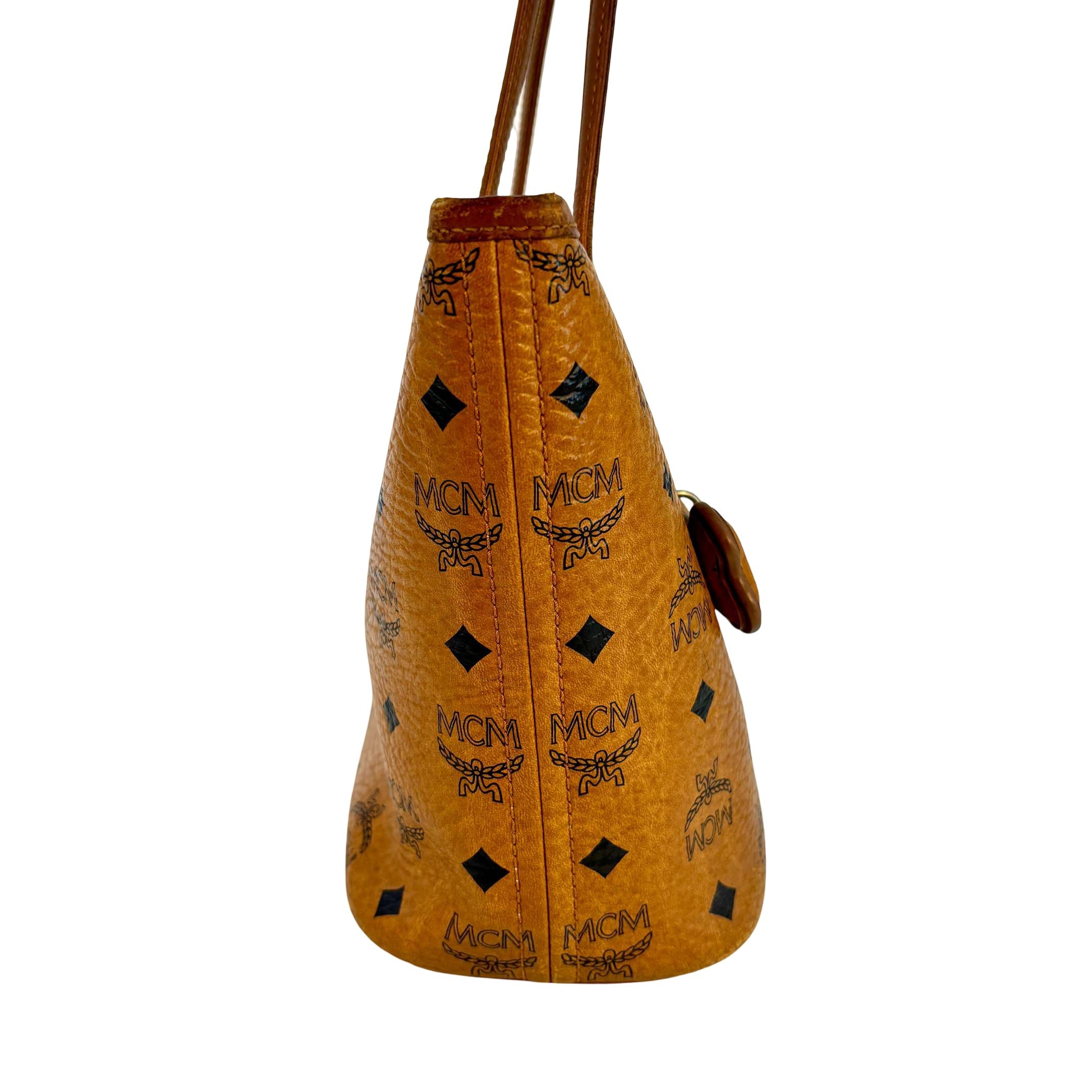 MCM Dog Bone Tote bag Cognac Visetos Monogram