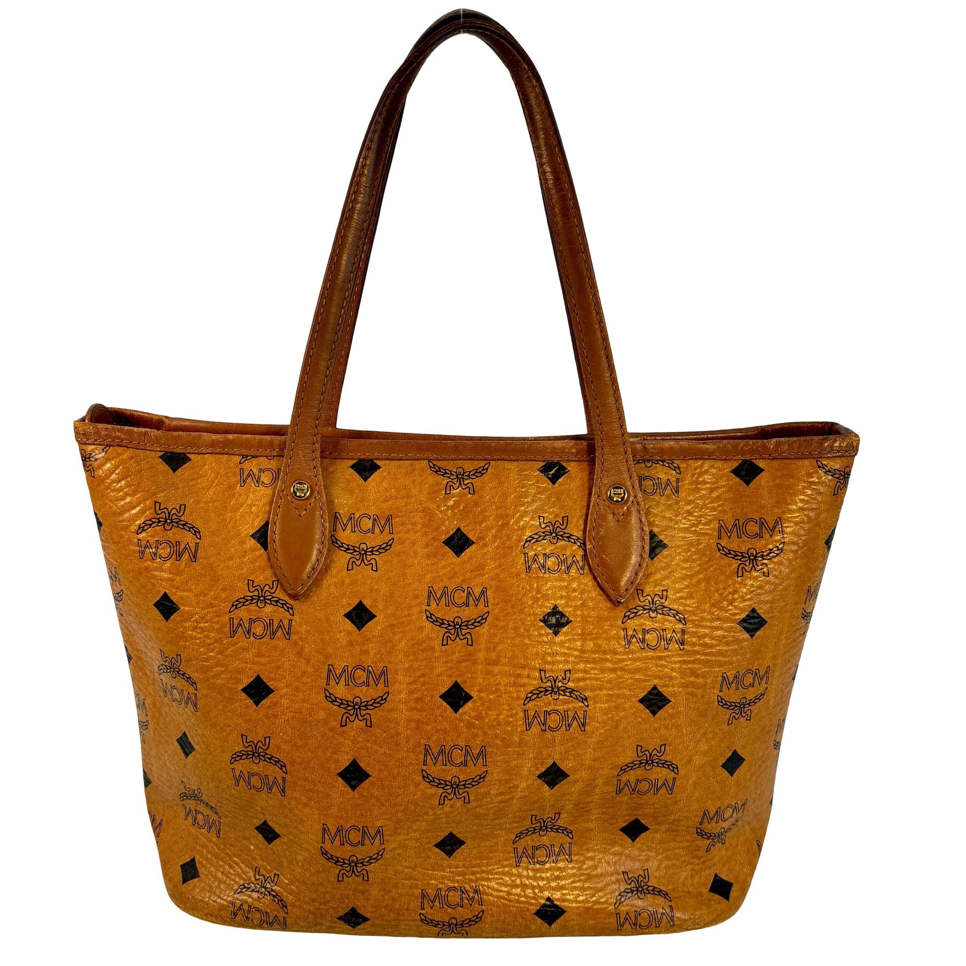 MCM Dog Bone Tote bag Cognac Visetos Monogram