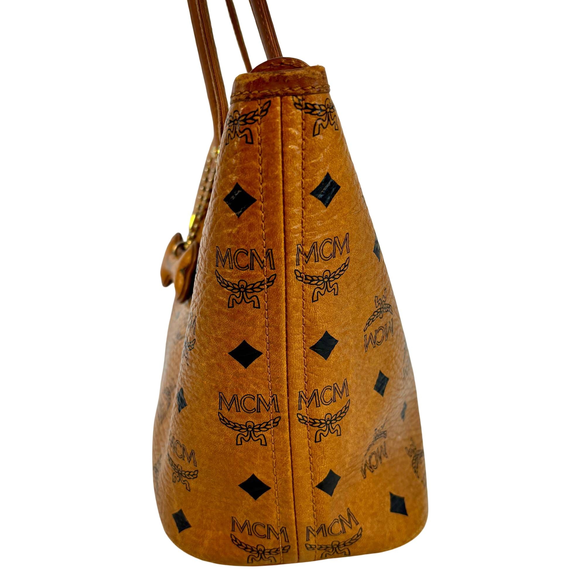 MCM Dog Bone Tote bag Cognac Visetos Monogram