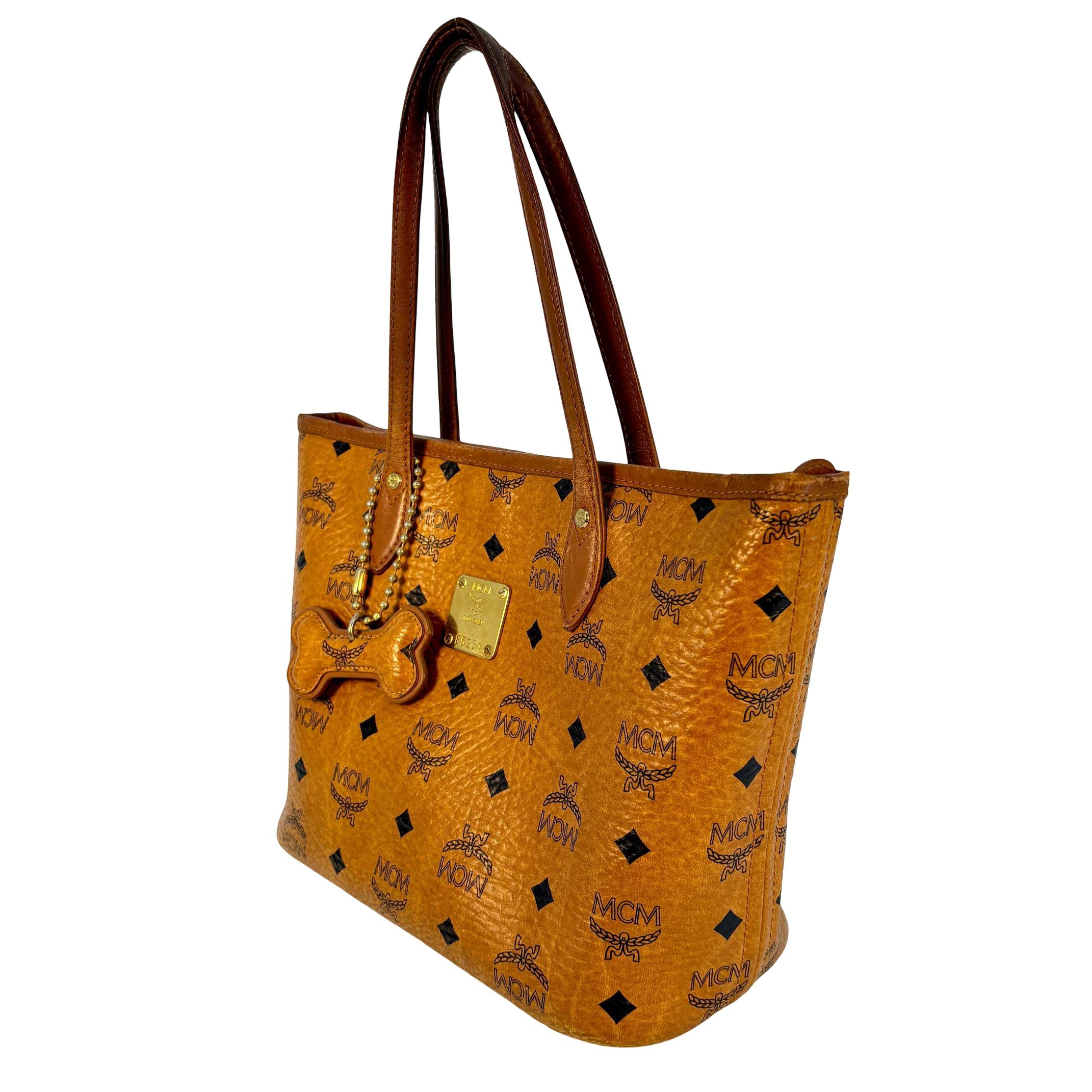 MCM Dog Bone Tote bag Cognac Visetos Monogram