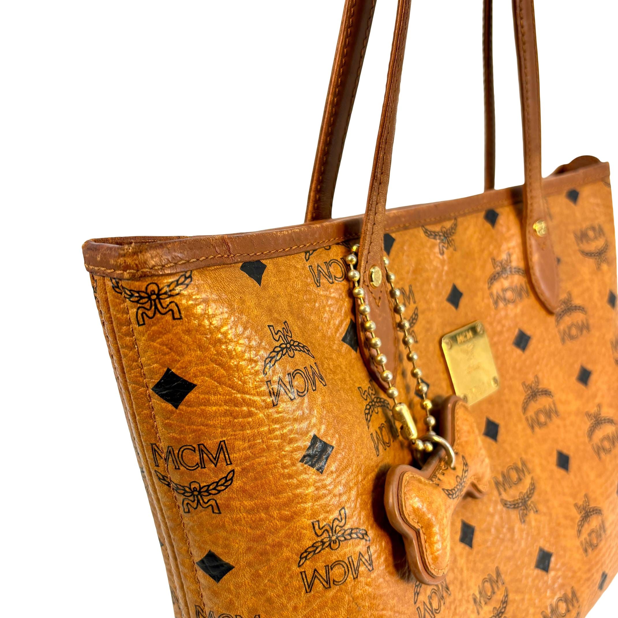 MCM Dog Bone Tote bag Cognac Visetos Monogram