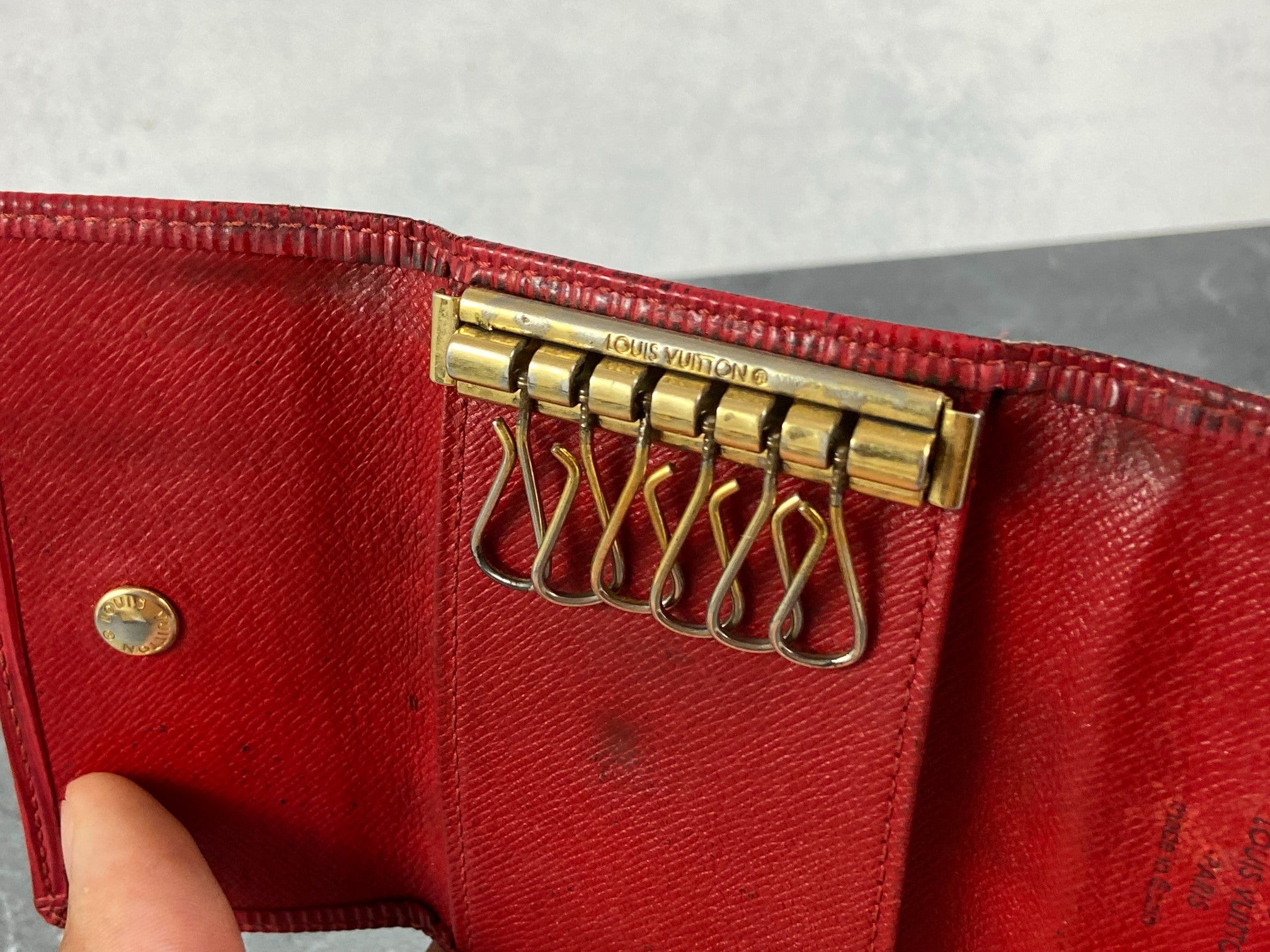 Louis Vuitton 6 Key Holder Red Epi Leather