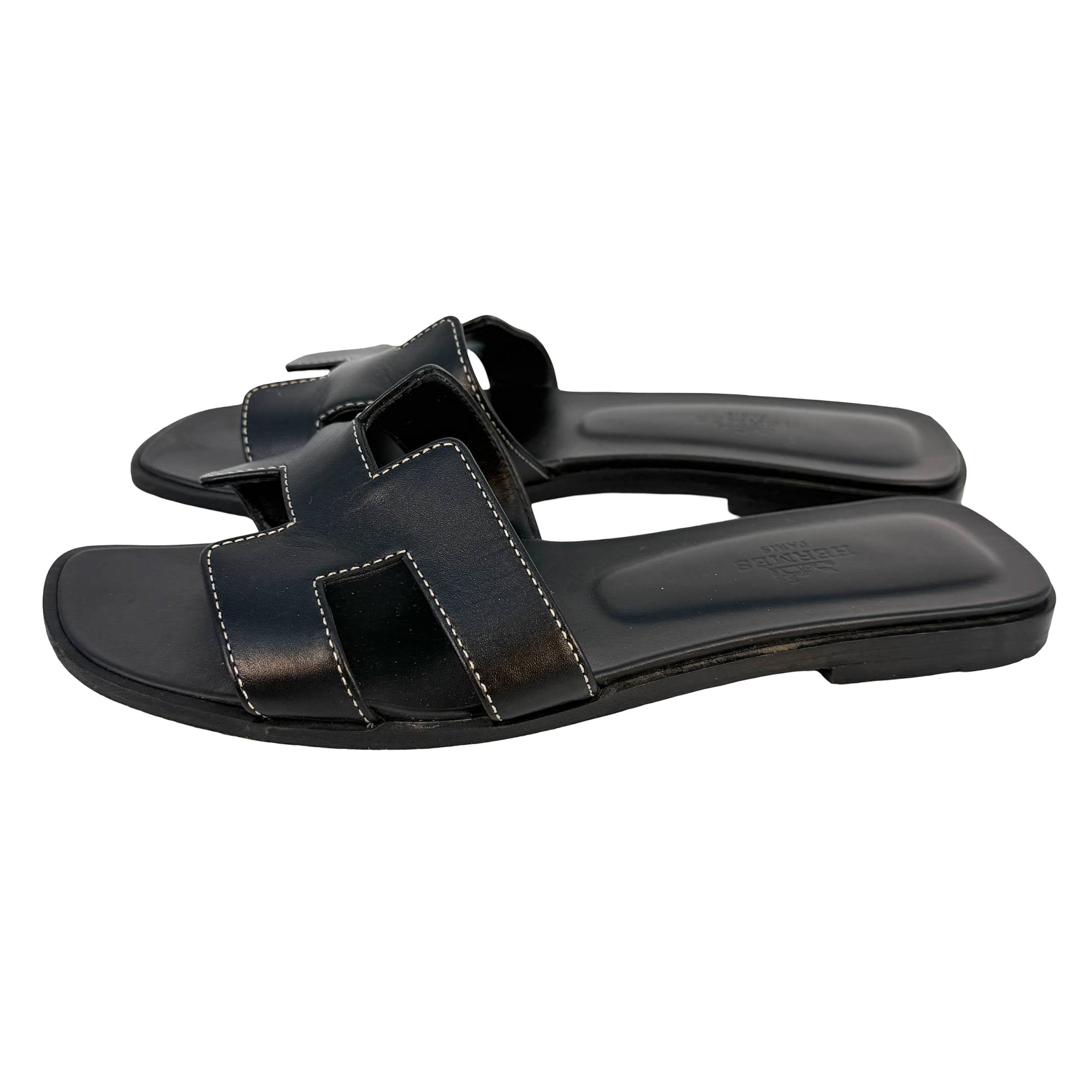Hermès Oran Sandale Gr. 36 Schwarz Leder