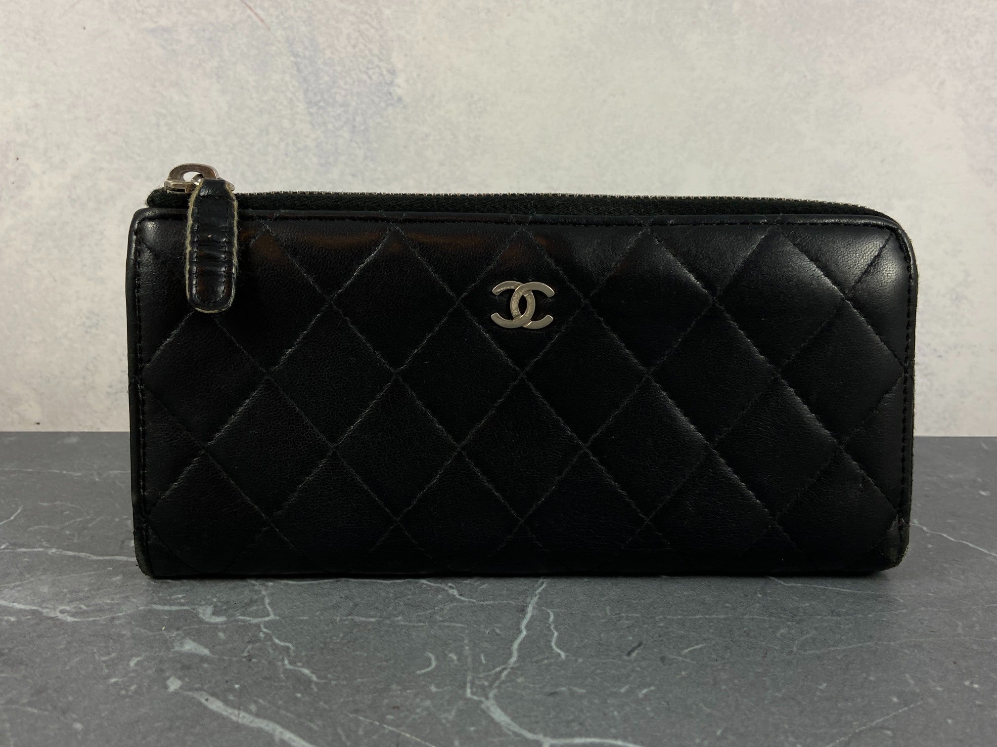 Chanel CC Long Zippy Wallet Black Leather