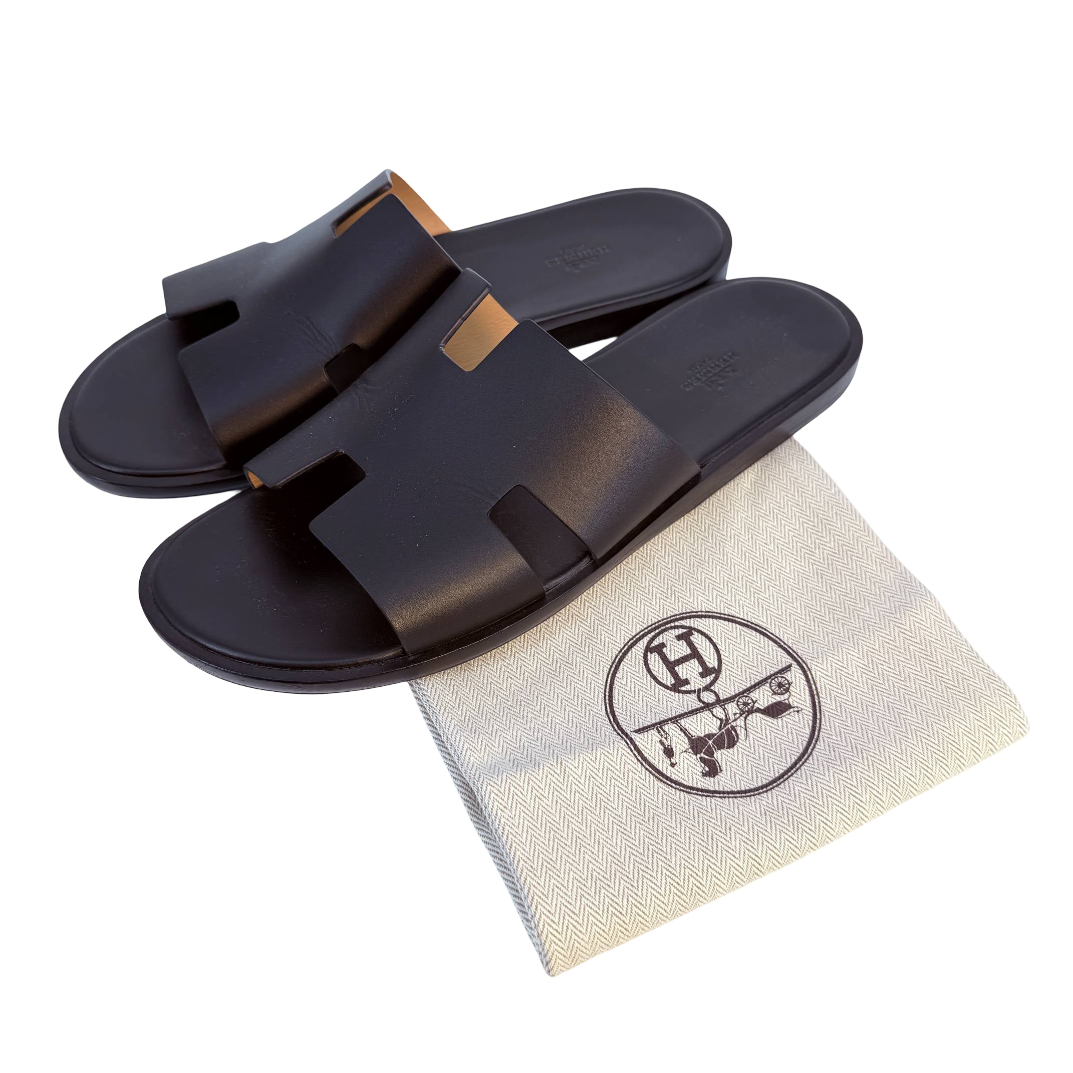 Hermès Izmir Sandale Gr. 41-42 Schwarz Leder