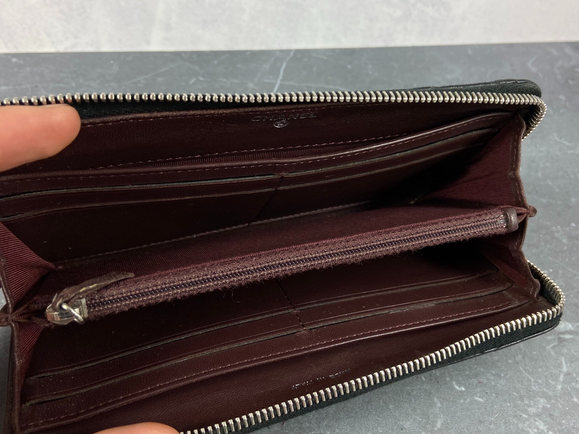 Chanel CC Long Zippy Wallet Black Matelasse Leather