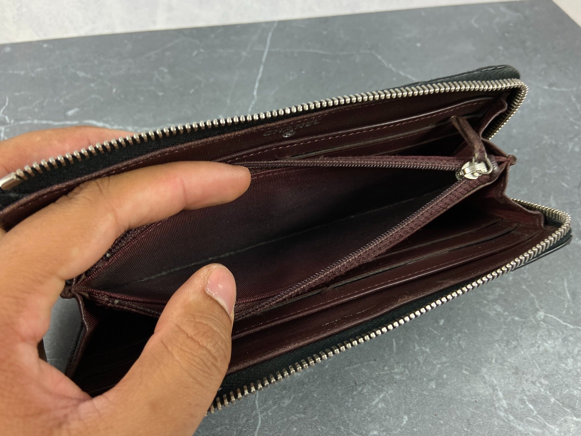 Chanel CC Long Zippy Wallet Black Matelasse Leather