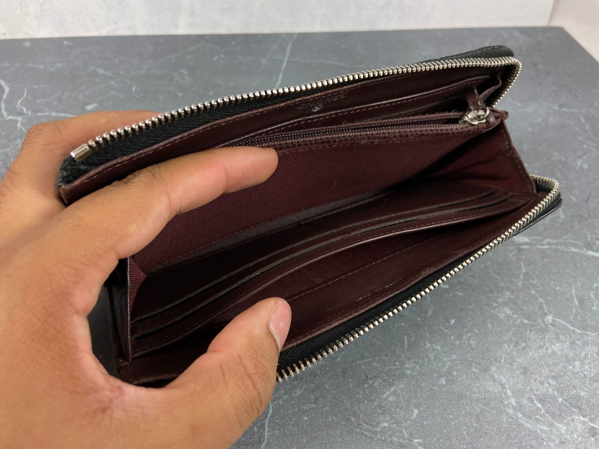 Chanel CC Long Zippy Wallet Black Matelasse Leather