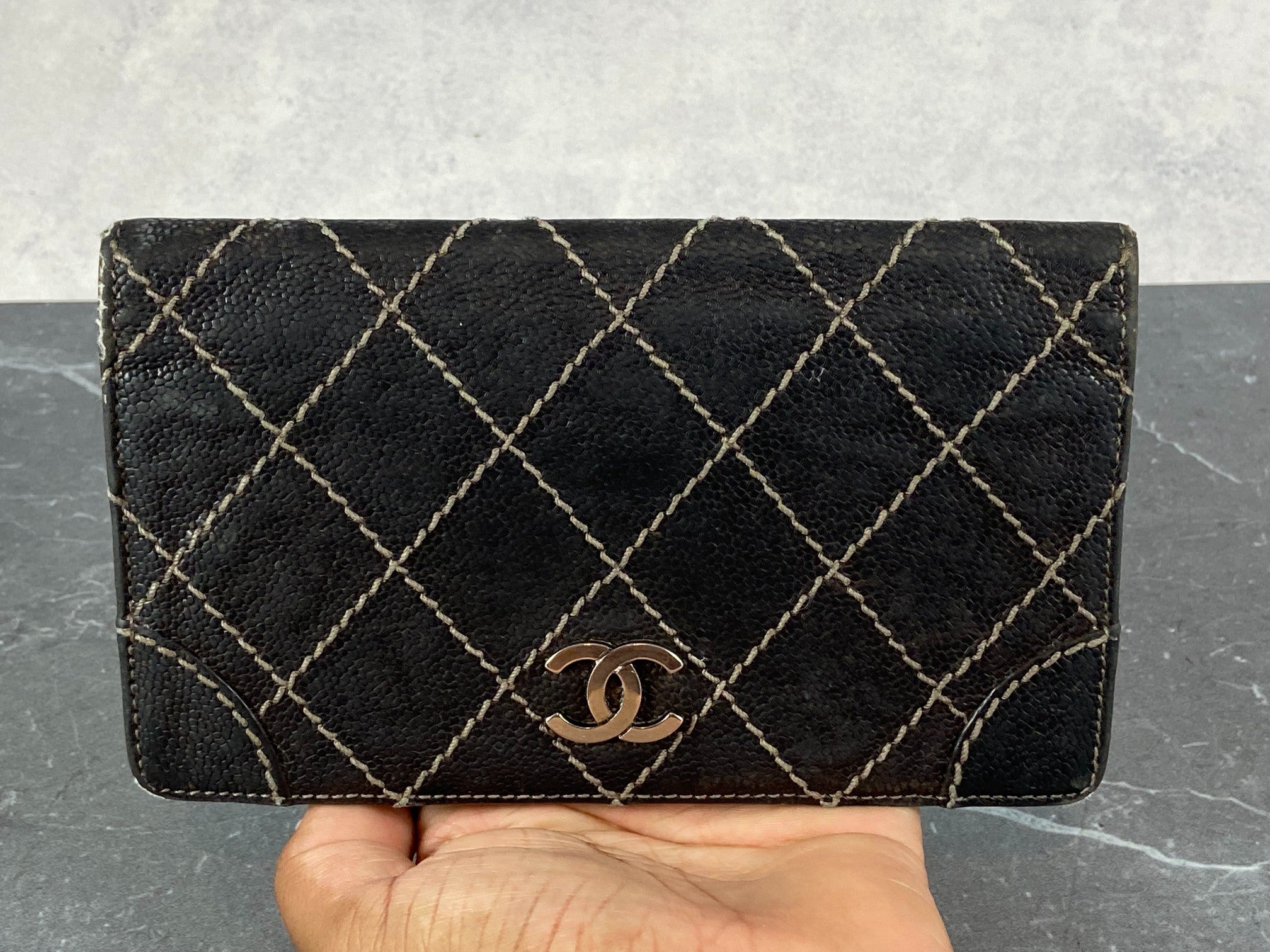 Chanel Matelasse CC Long Wallet Black