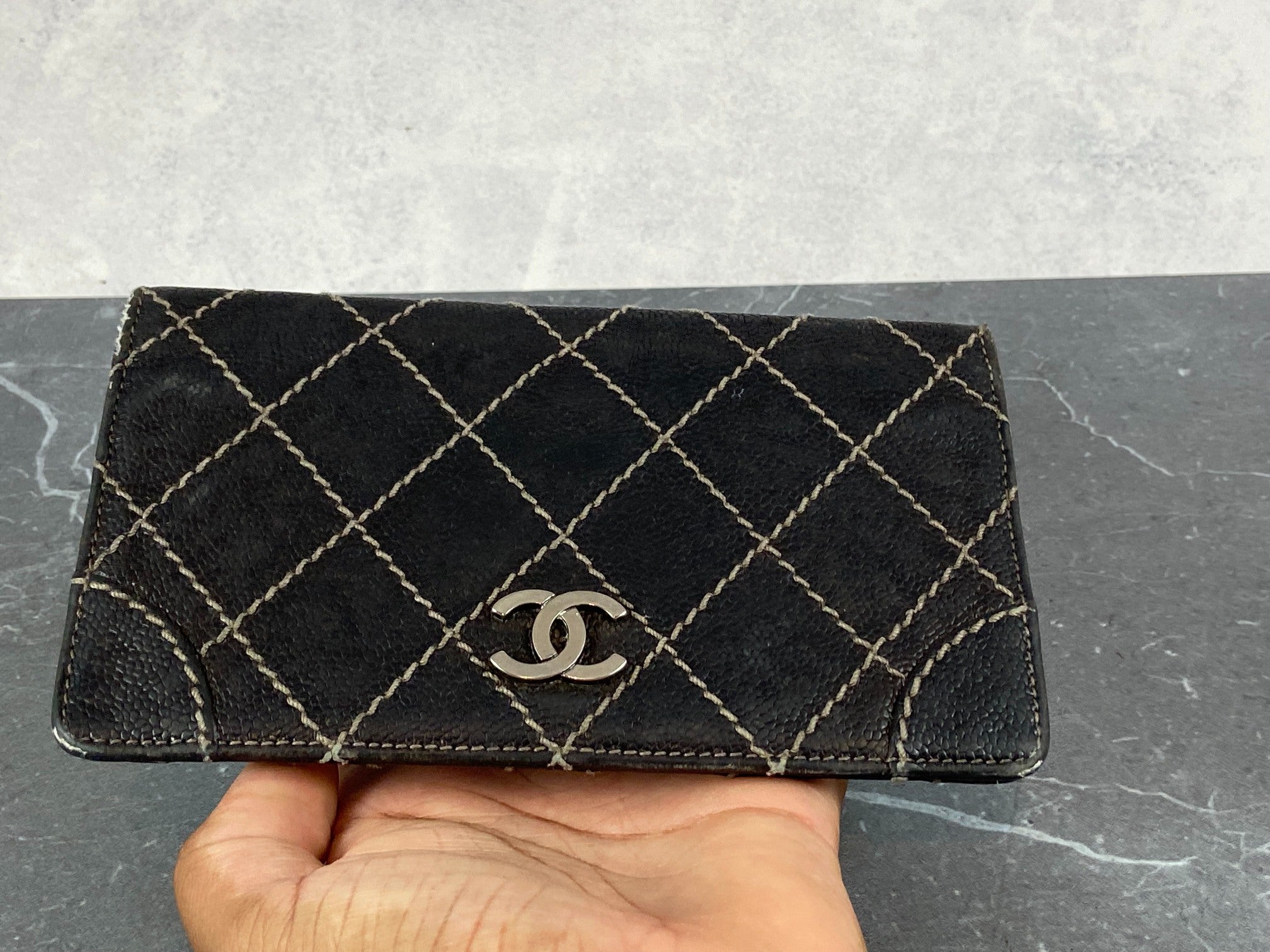 Chanel Matelasse CC Long Wallet Black