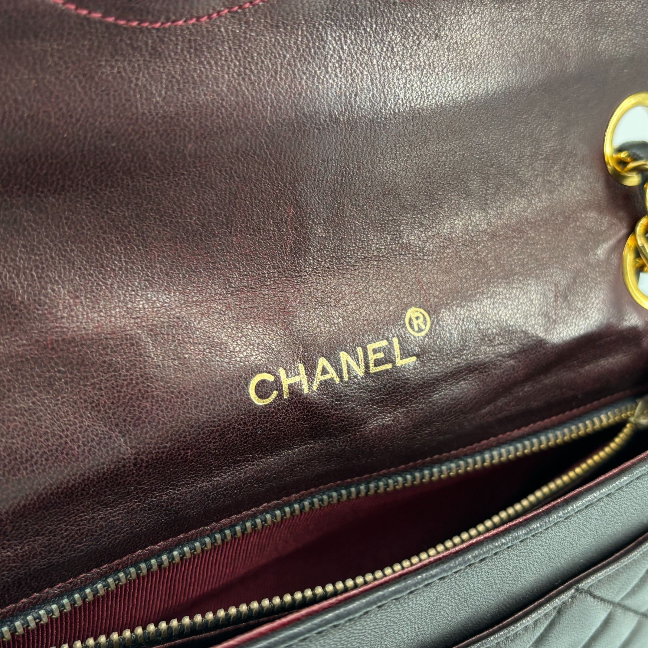 Chanel Full Flap Bag Turn-Lock Black Matelassé Leather