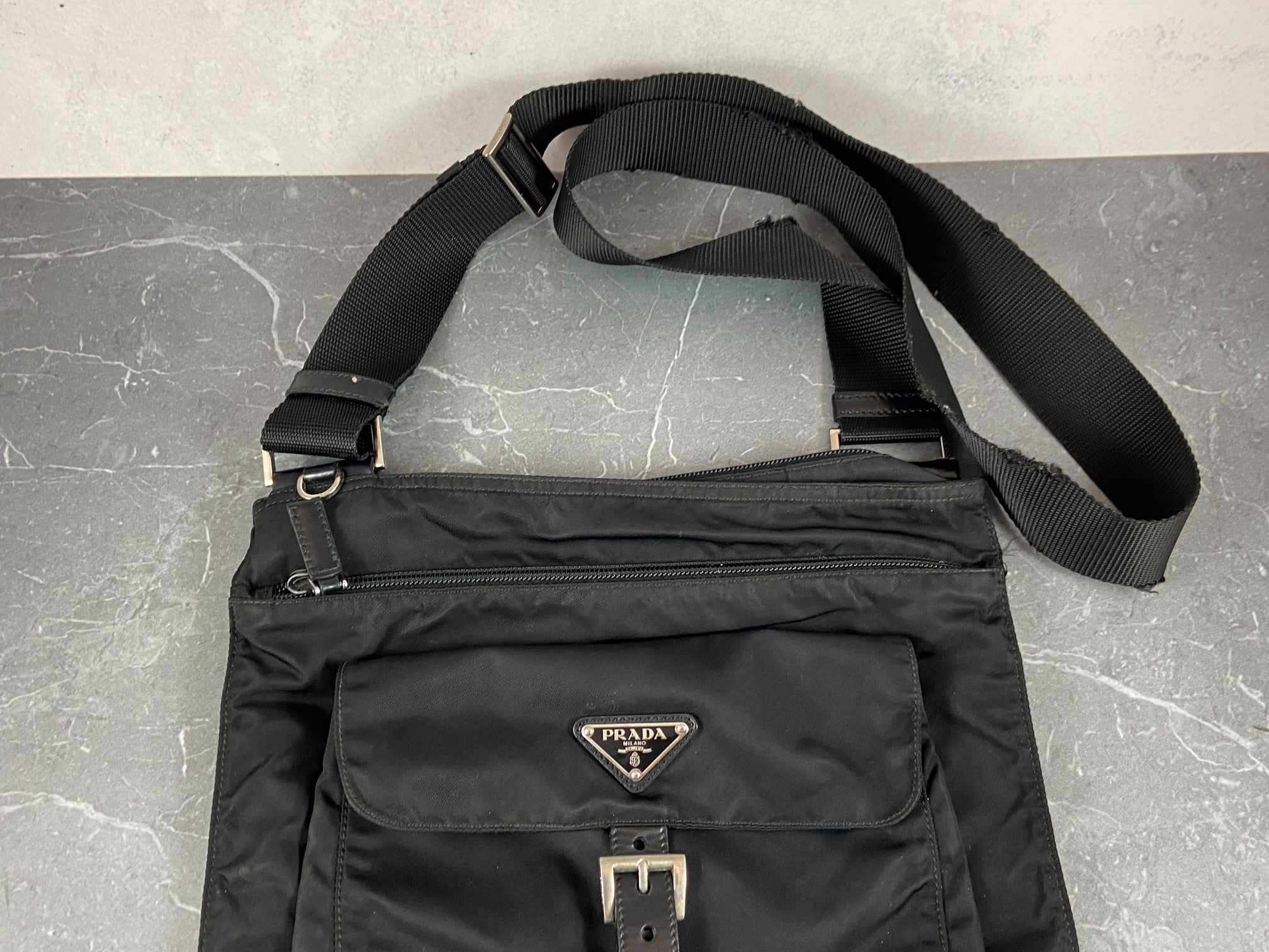 Prada BT0573 Tessuto Nylon Shoulder / Messenger Bag Black