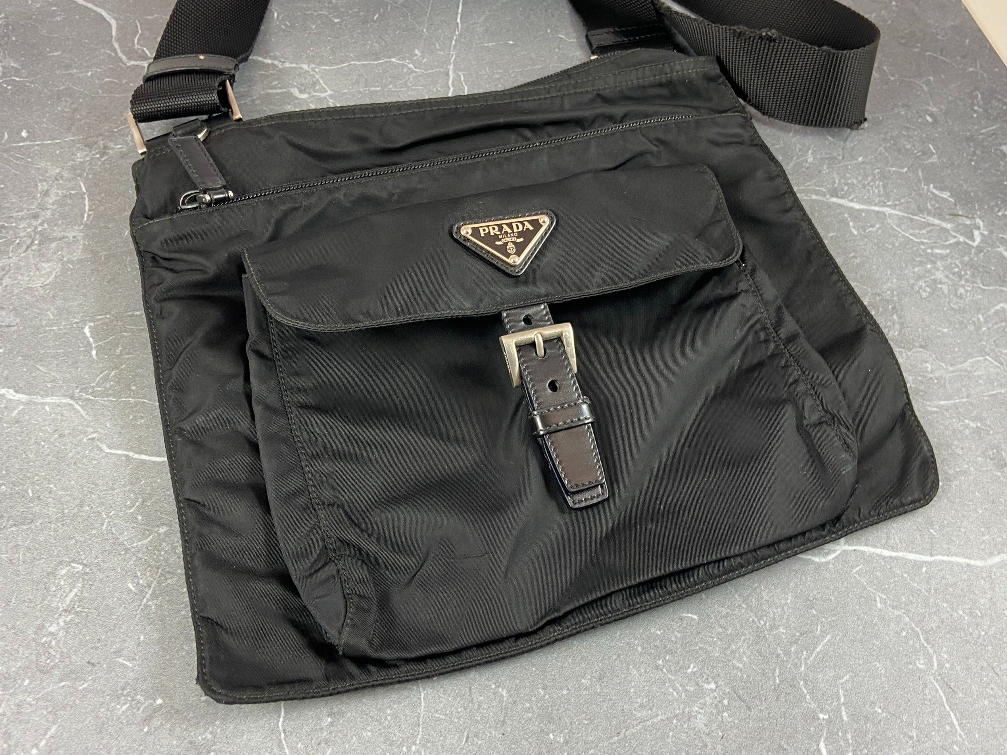 Prada BT0573 Tessuto Nylon Shoulder / Messenger Bag Black