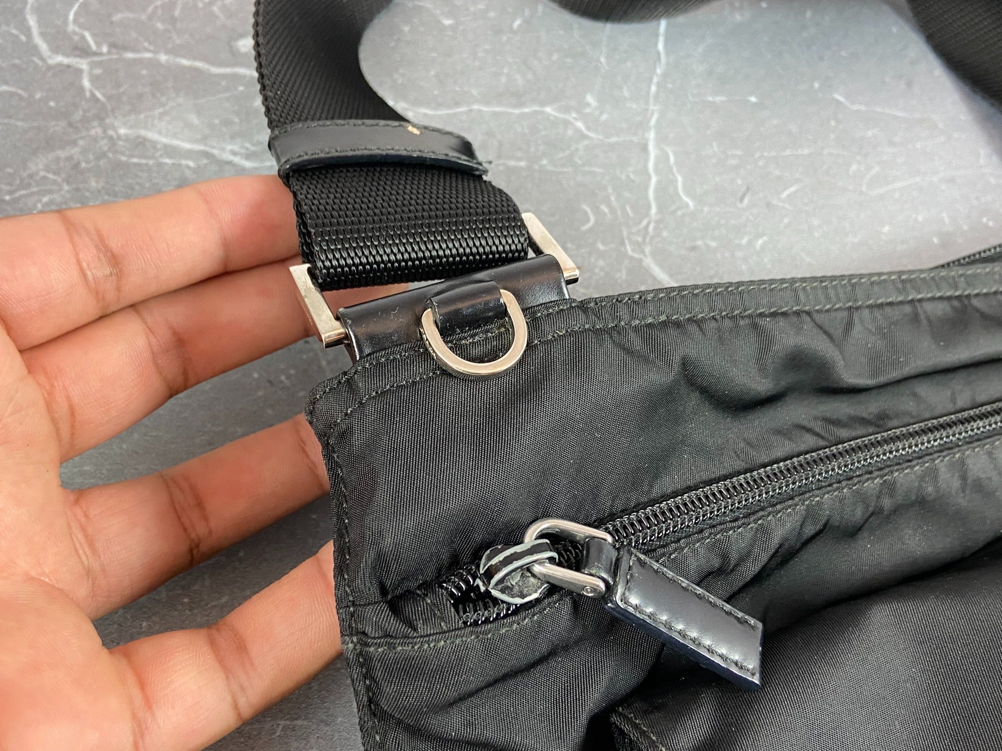 Prada BT0573 Tessuto Nylon Shoulder / Messenger Bag Black