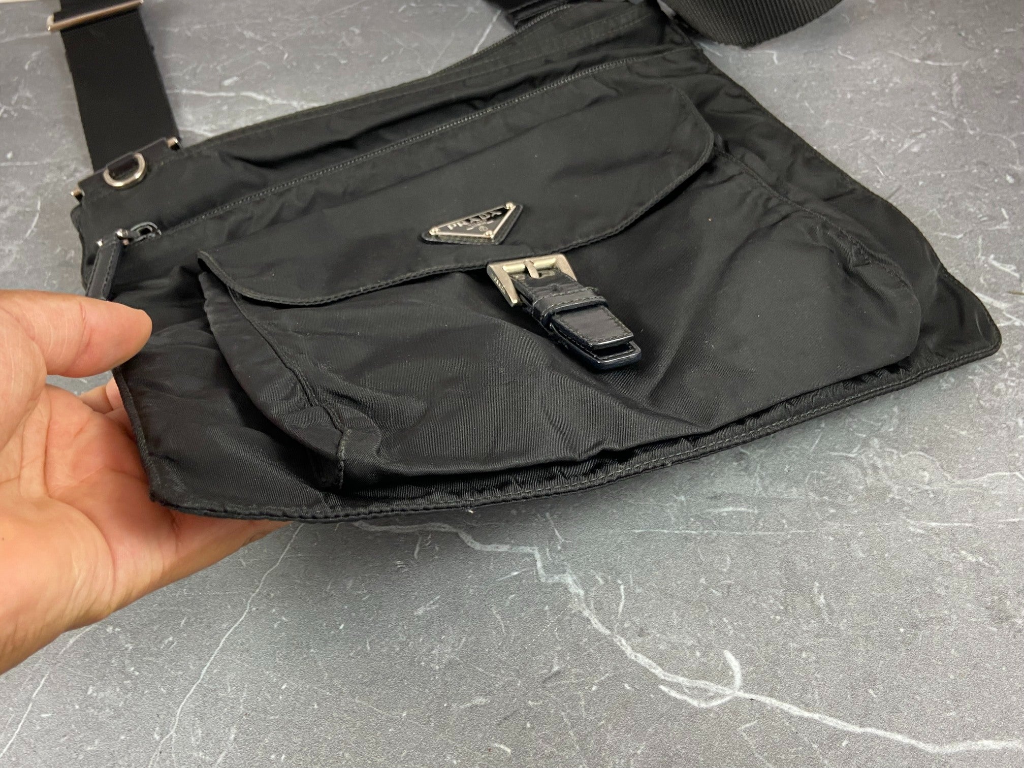 Prada BT0573 Tessuto Nylon Shoulder / Messenger Bag Black