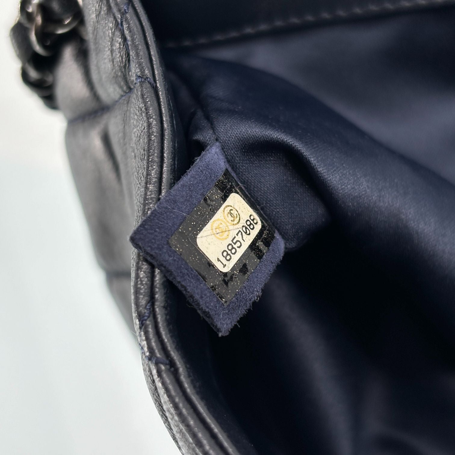 Chanel Accordion Single Flap Bag Navy Matelassé Leather