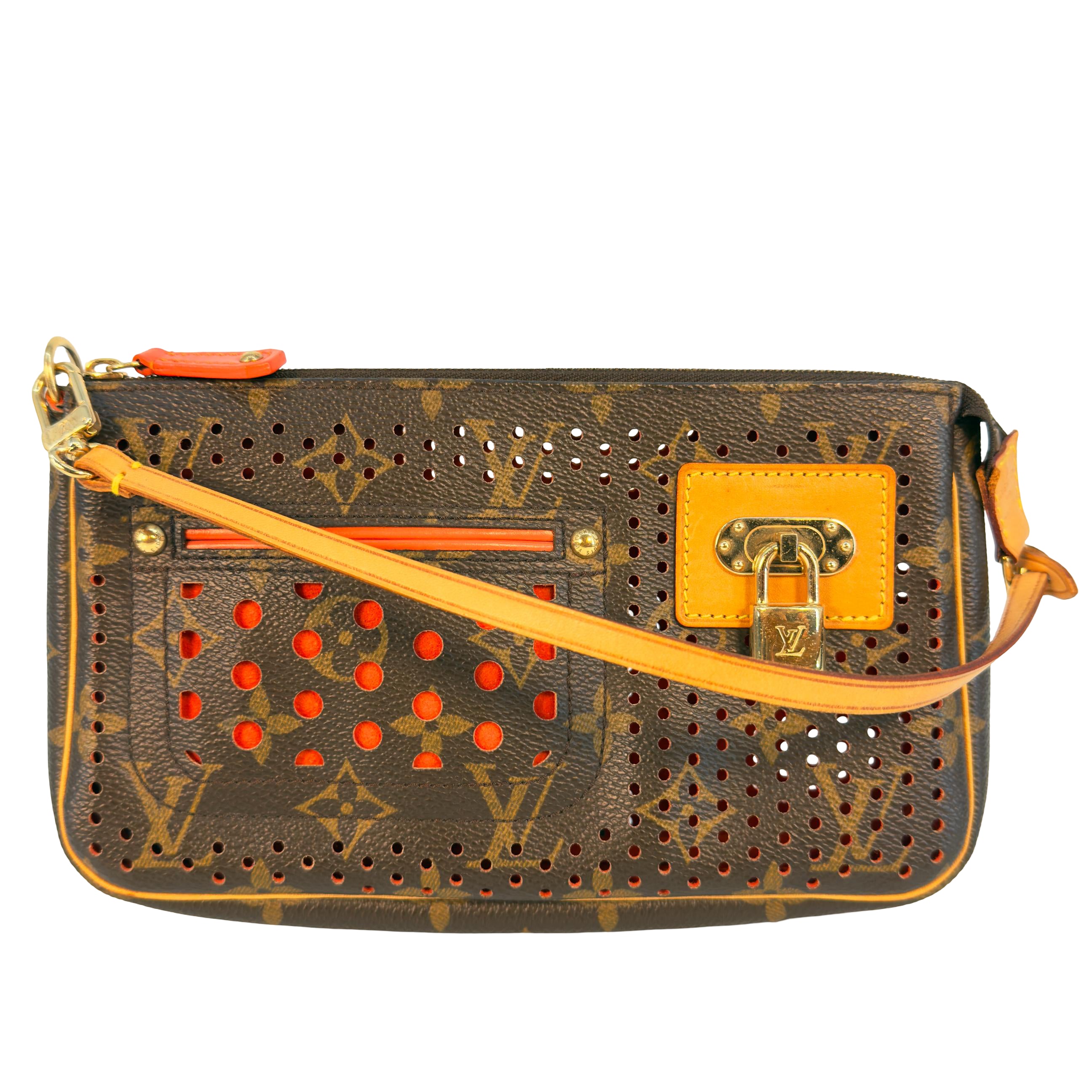 Louis Vuitton Pochette Accessoires Perforated Braun x Rot Monogram Canvas