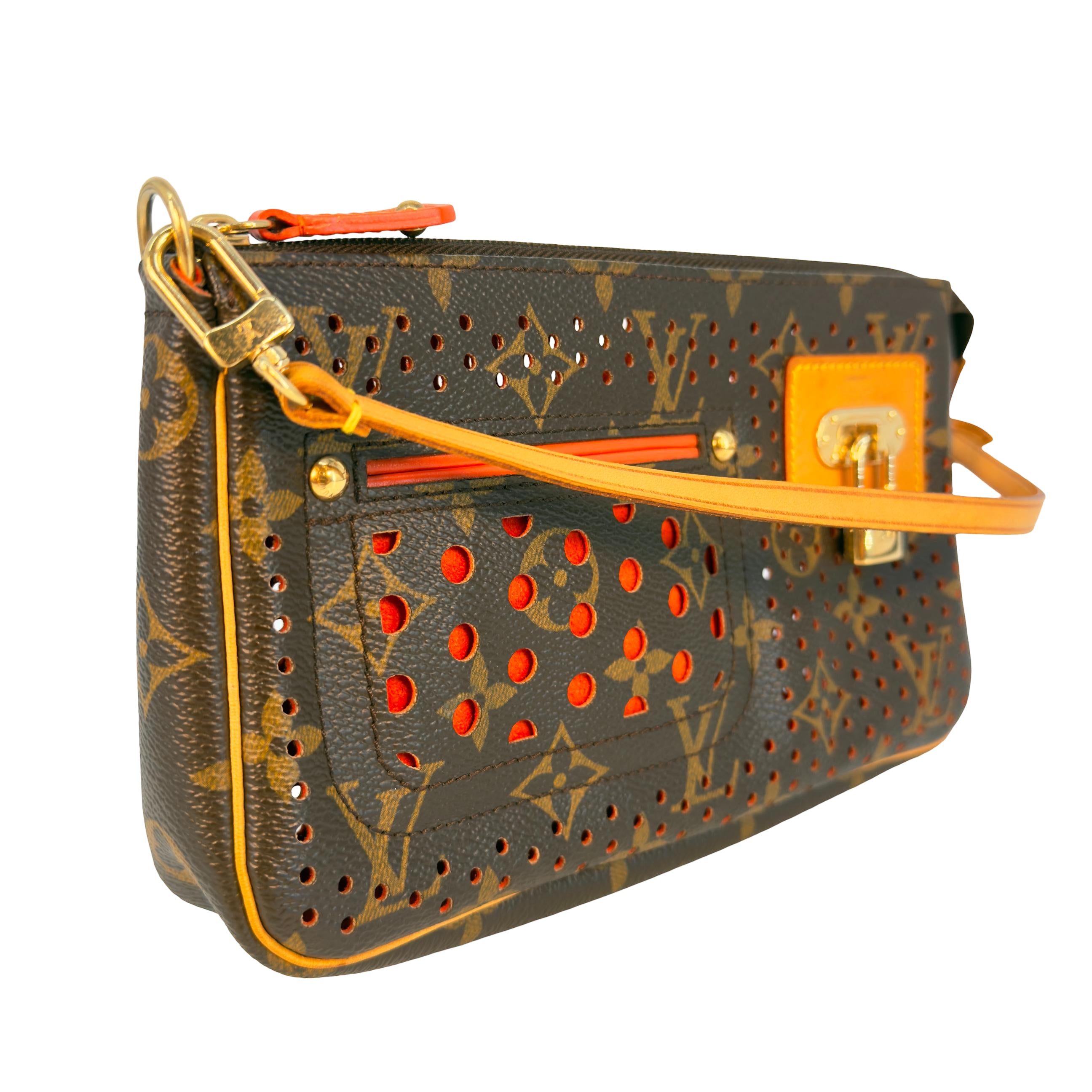 Louis Vuitton Pochette Accessoires Perforated Braun x Rot Monogram Canvas