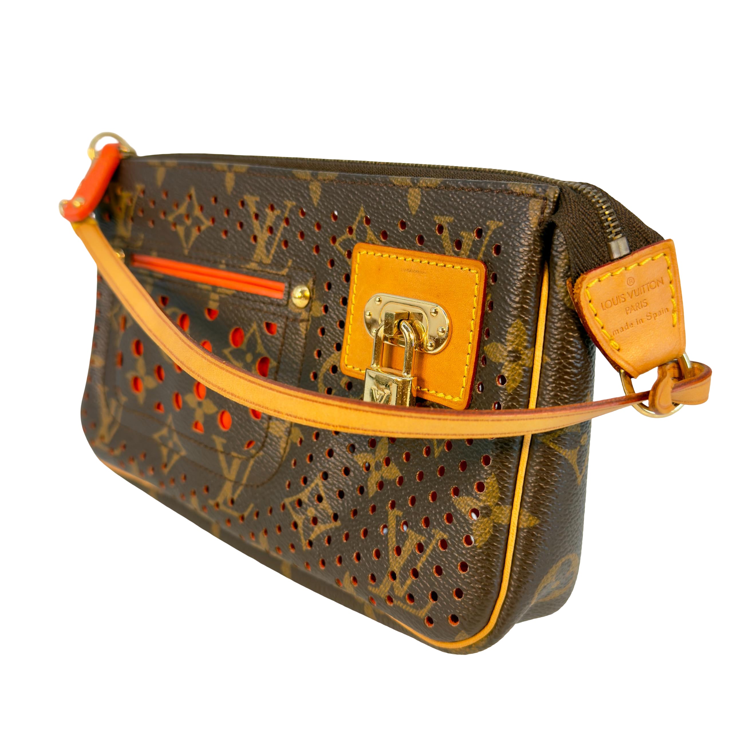 Louis Vuitton Pochette Accessoires Perforated Braun x Rot Monogram Canvas
