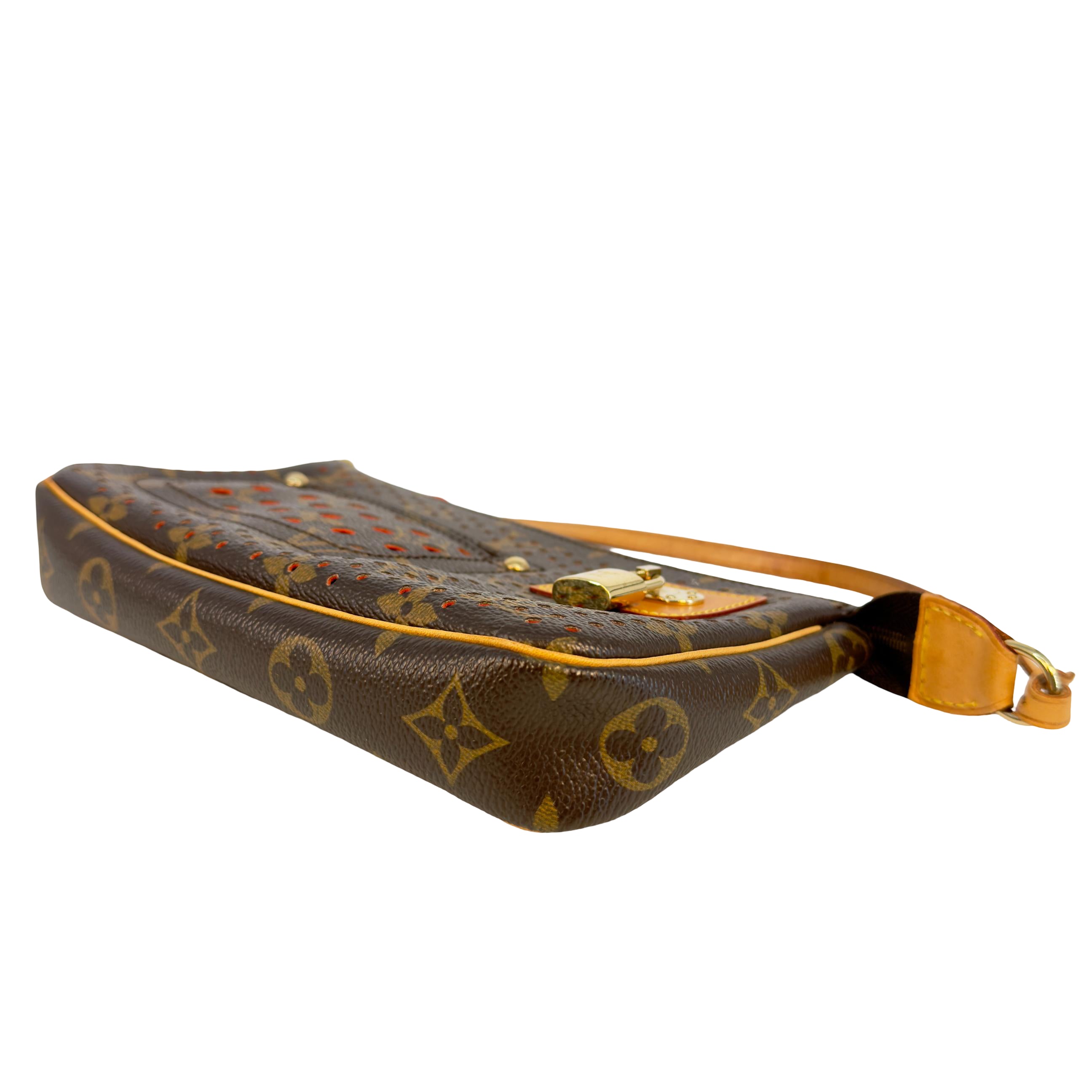 Louis Vuitton Pochette Accessoires Perforated Braun x Rot Monogram Canvas
