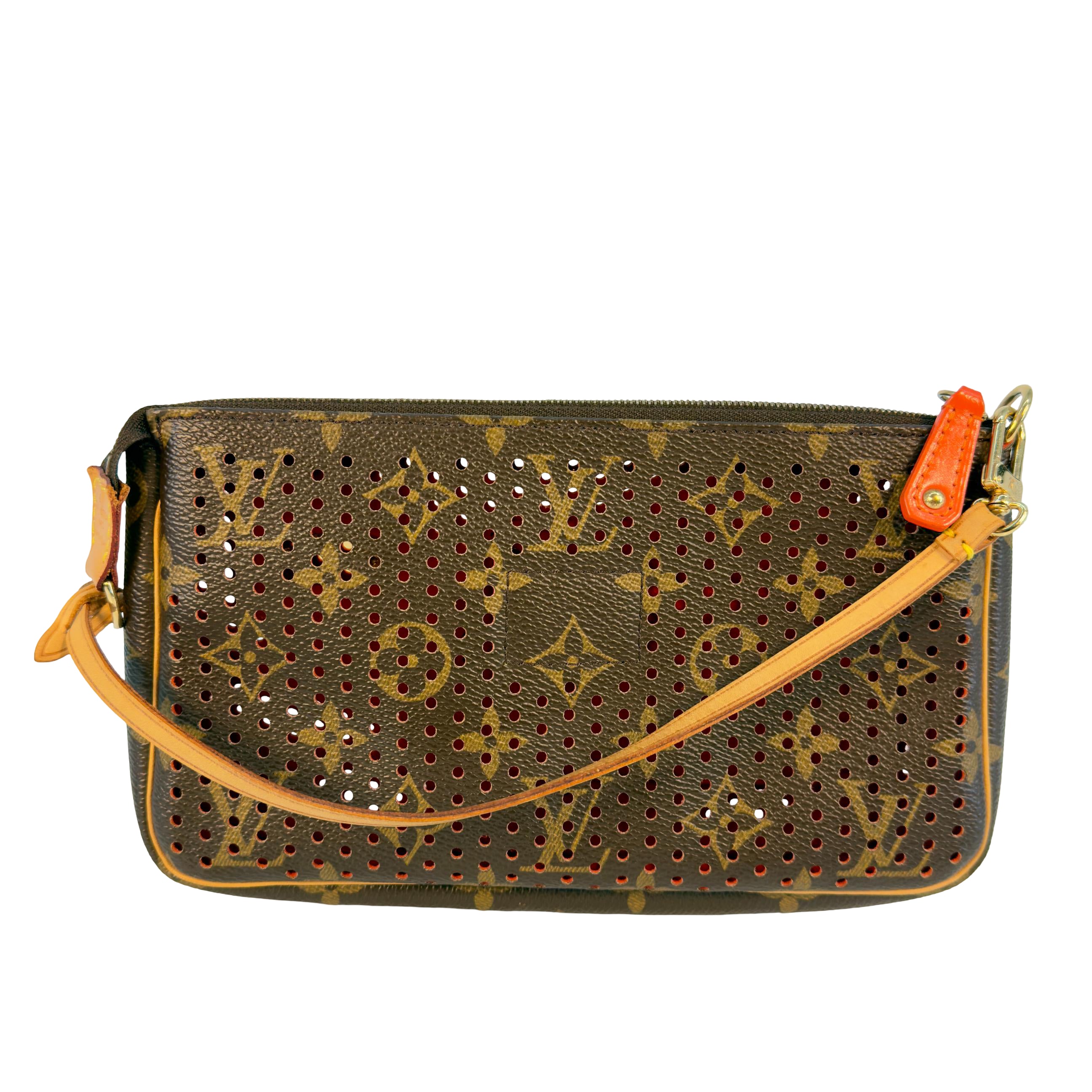 Louis Vuitton Pochette Accessoires Perforated Braun x Rot Monogram Canvas
